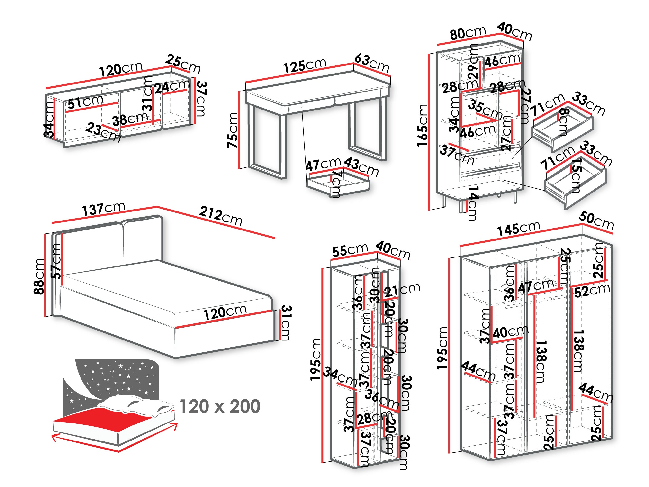 Schlafzimmer-Set Fiosono 113 (Eukalyptus + Eichenholzoptik)