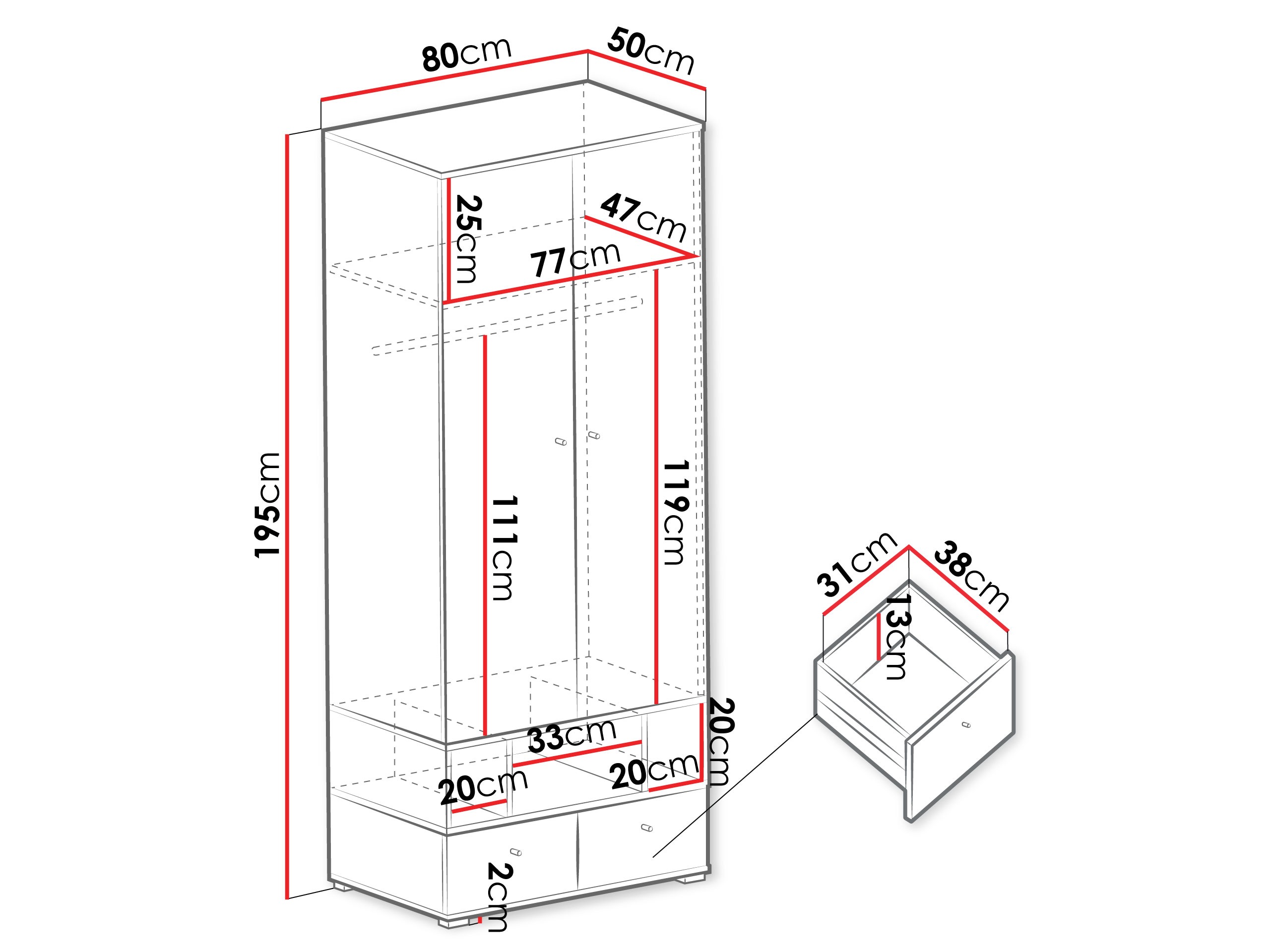 Kleiderschrank Ciravie 100