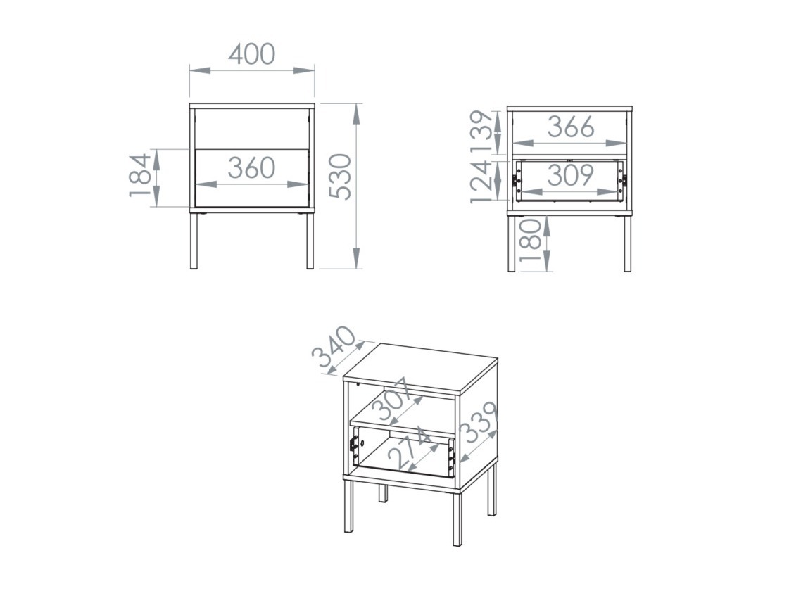 Nachttisch Virsalo 104 (Kaschmir)