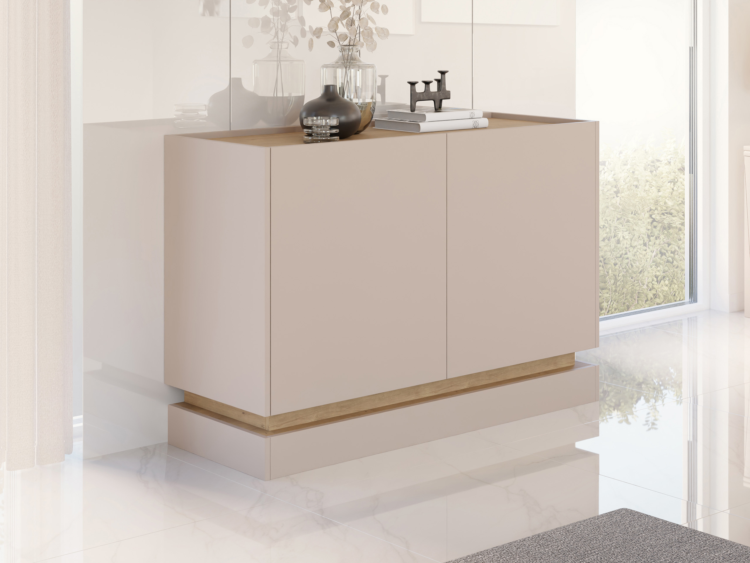 Sideboard Comfivo Tilia (Hellbraun + Eichenholzoptik)