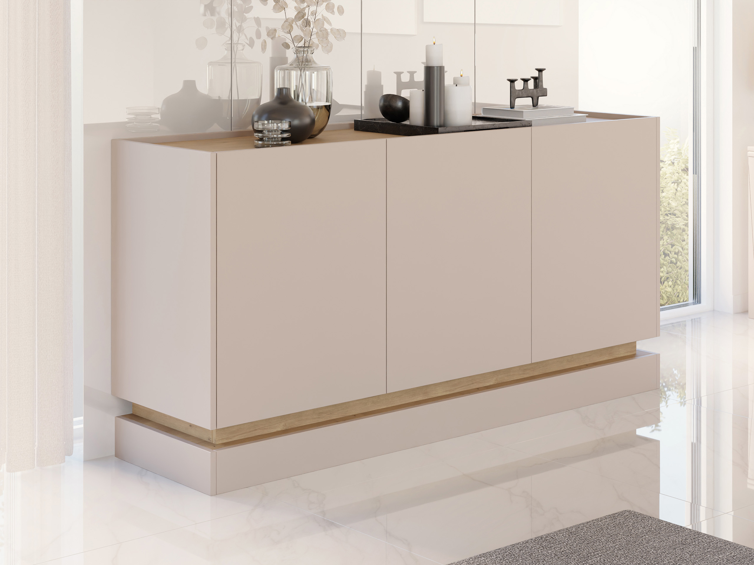 Sideboard Comfivo Tilia I (Hellbraun + Eichenholzoptik)