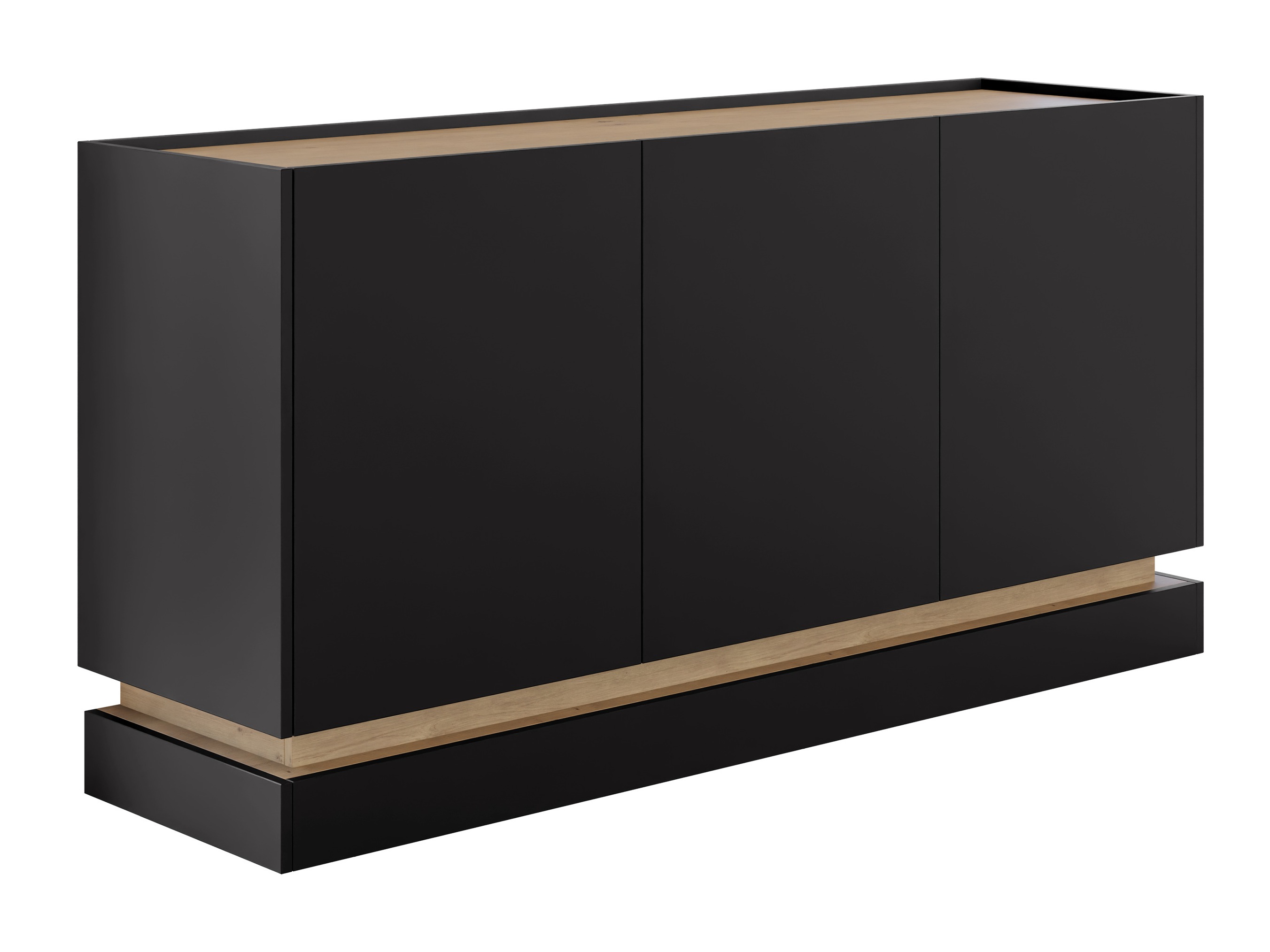 Sideboard Comfivo Tilia I (Schwarz + Eichenholzoptik)