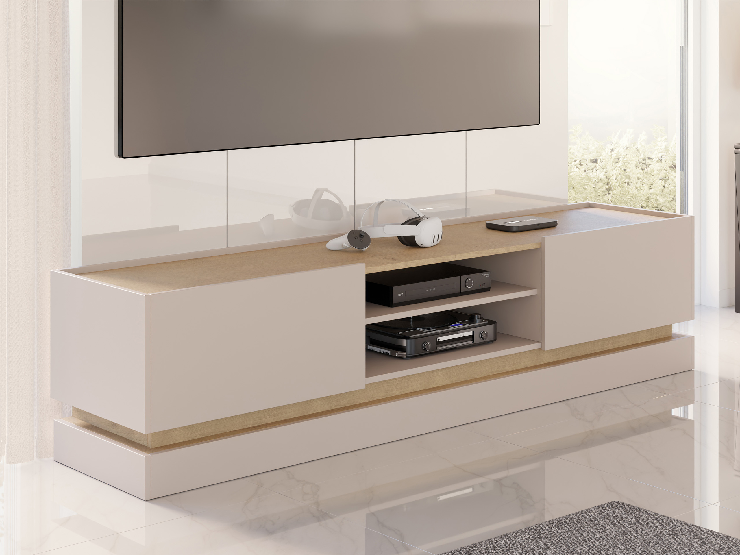 TV-Möbel Comfivo Tilia (Kaschmir + Eichenholzoptik)