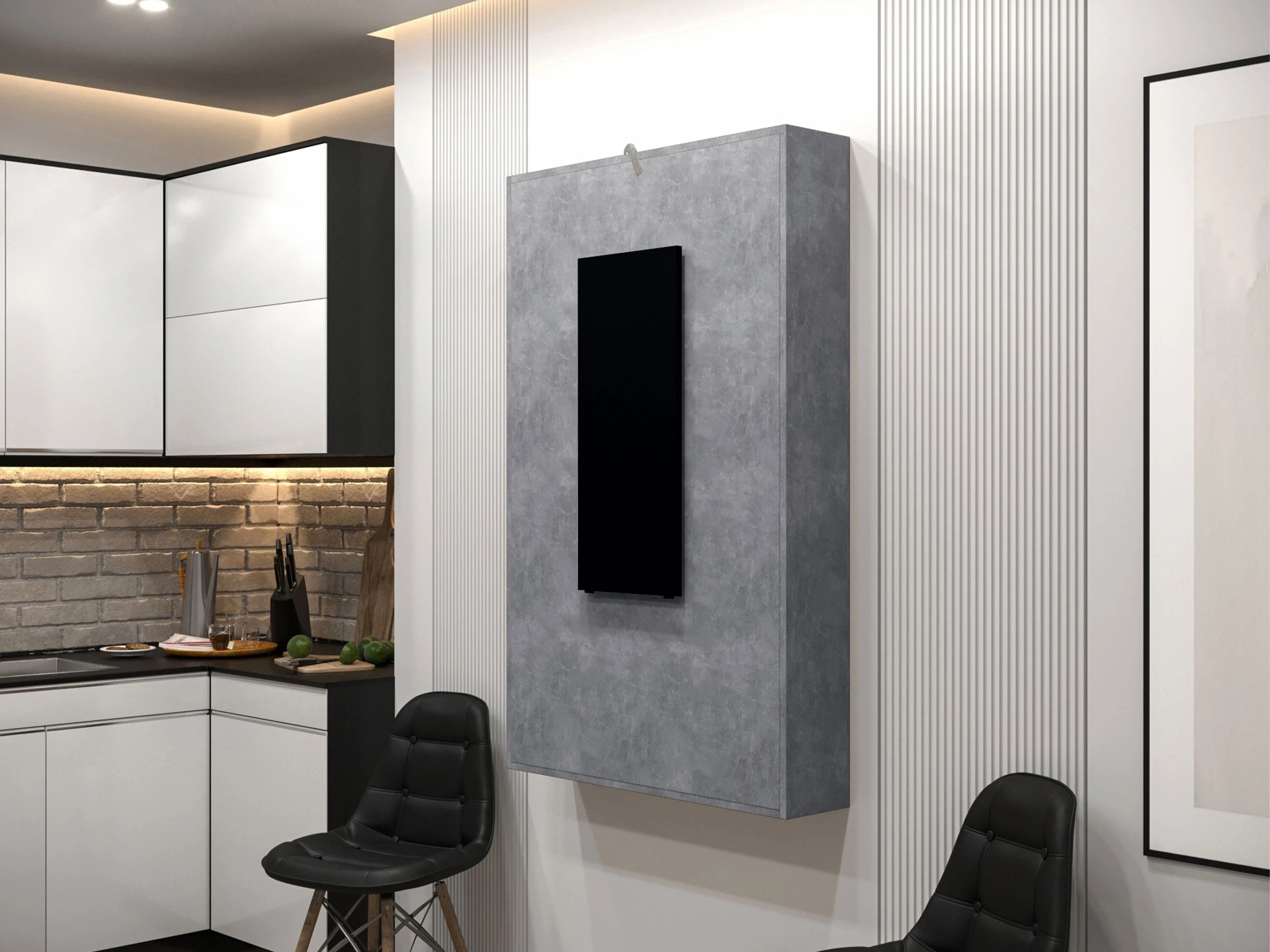 Tisch Buch Pinis III (Schwarz + Beton)