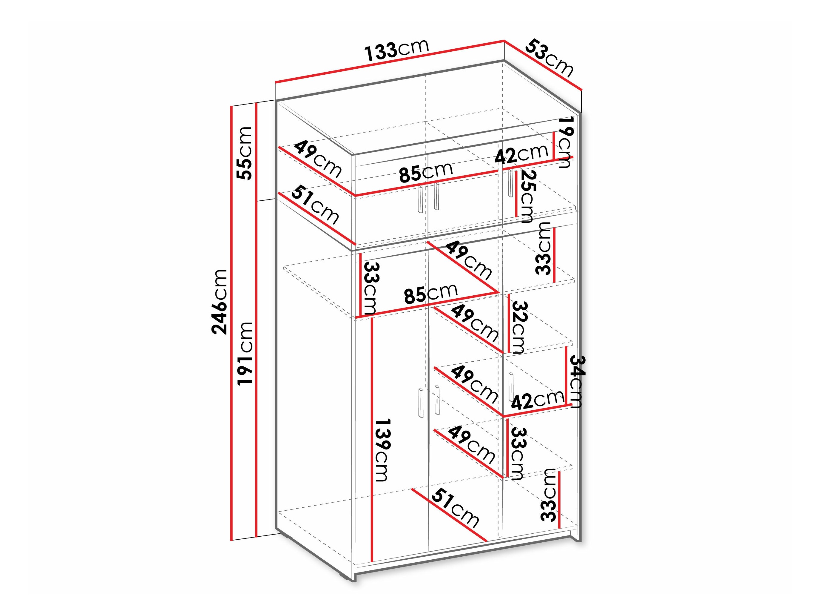 Kleiderschrank Novduni 104 (Weiß)