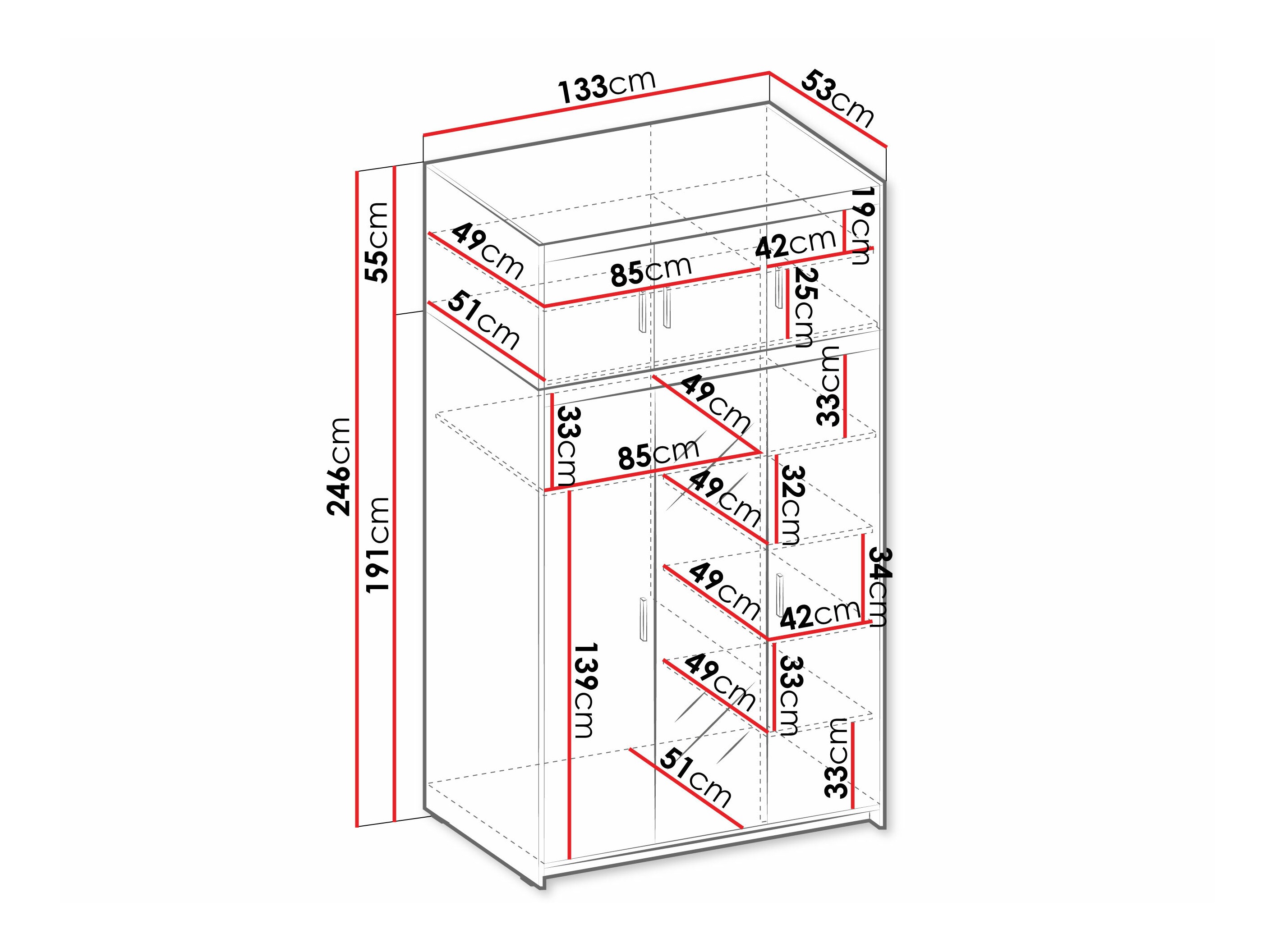 Kleiderschrank Novduni 105 (Weiß)