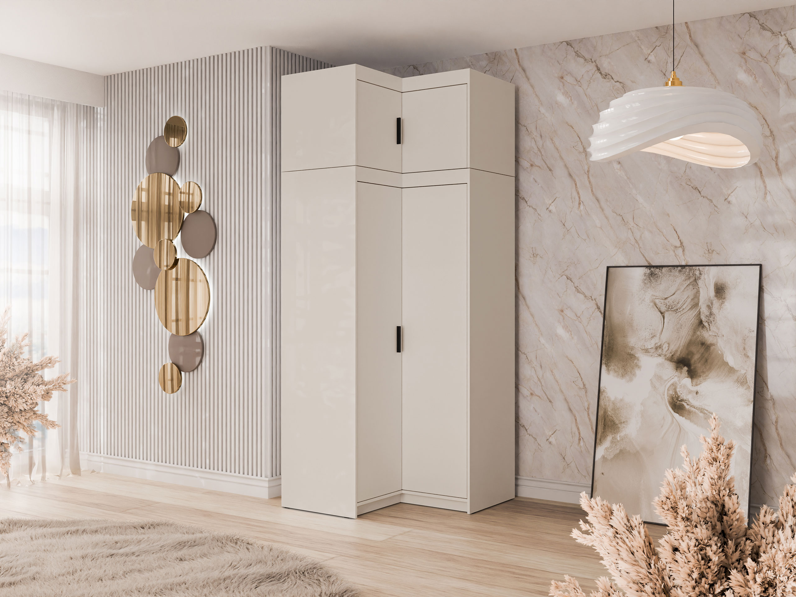 Eckkleiderschrank Novduni 121 (Beige)