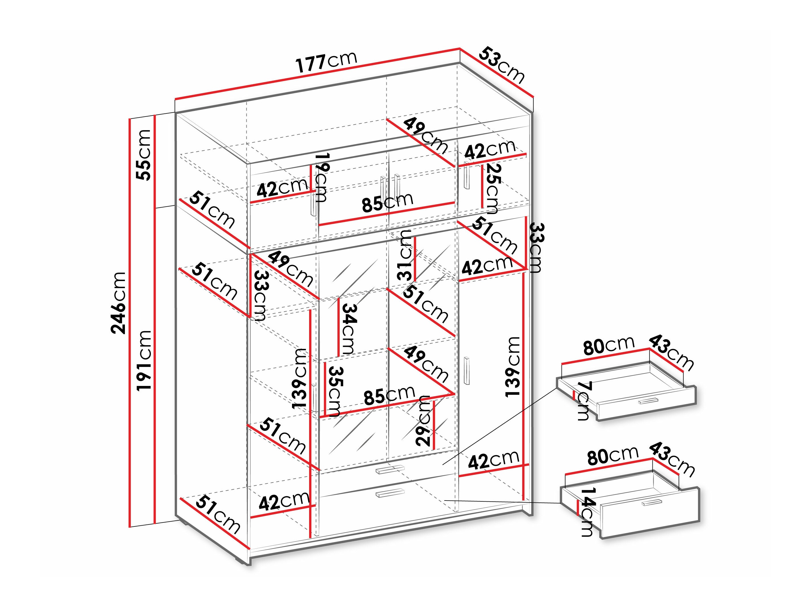 Kleiderschrank Novduni 109 (Weiß)