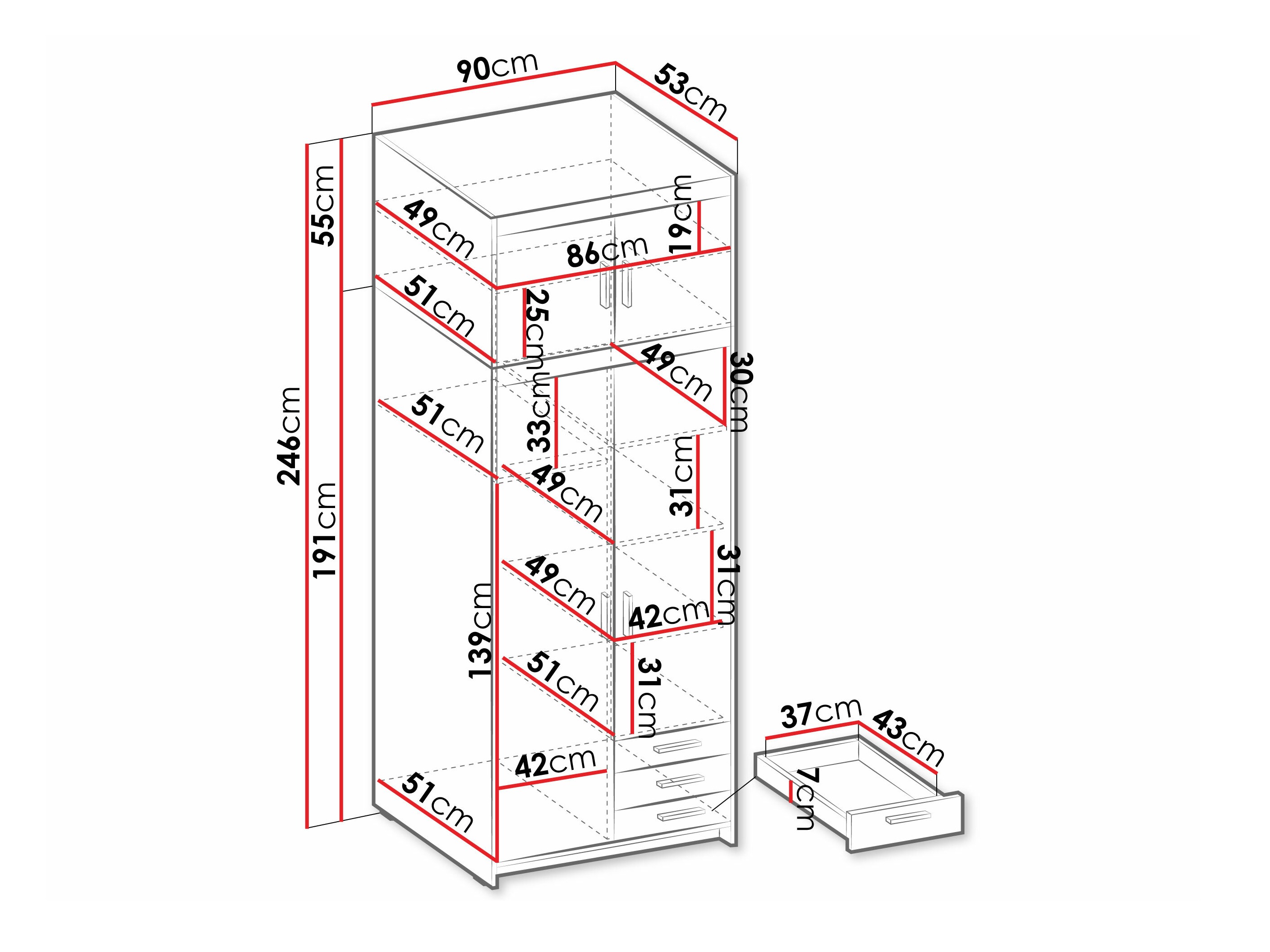 Kleiderschrank Novduni 113 (Weiß)