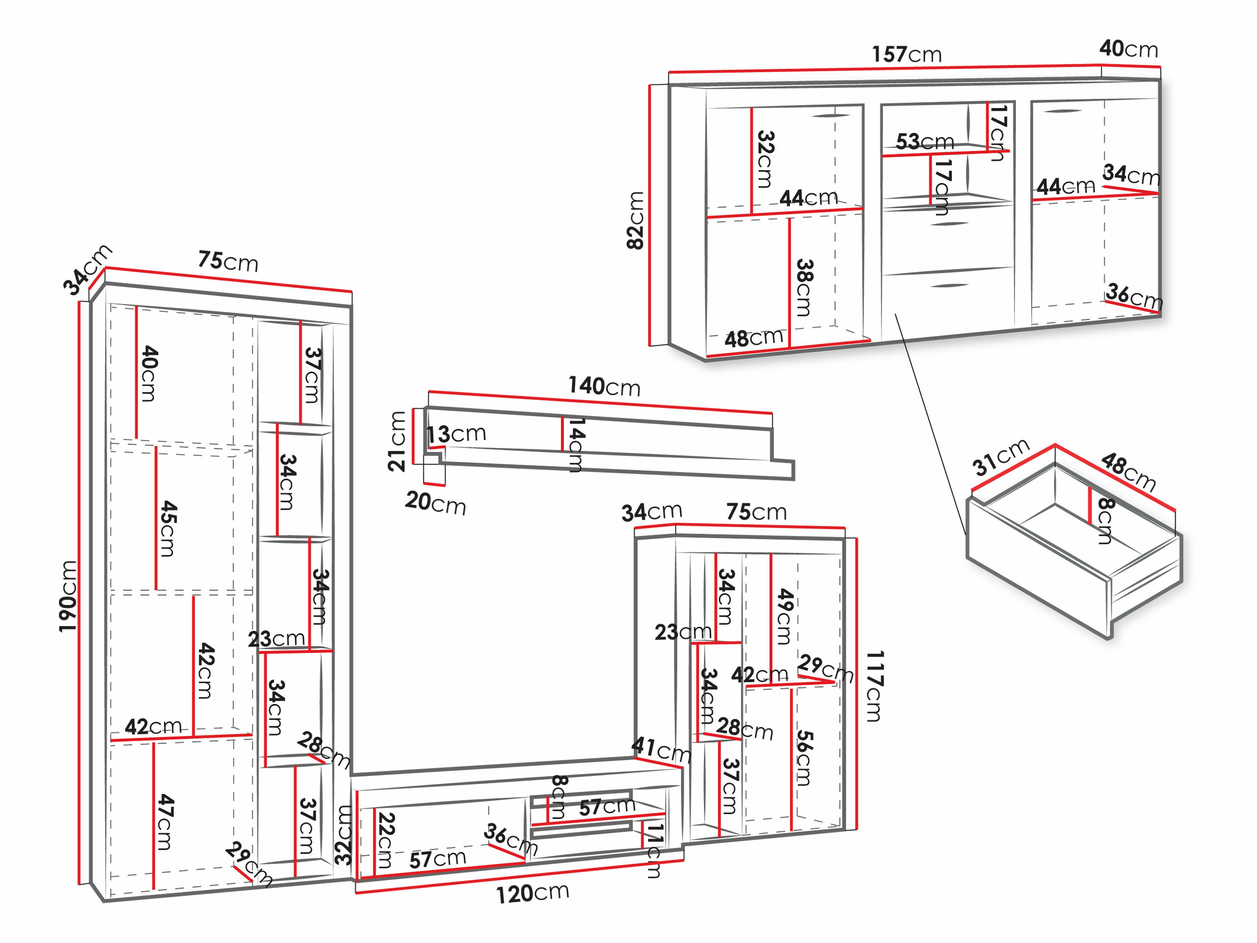 Wohnzimmer-Sets Tucson 106 (Weiß)