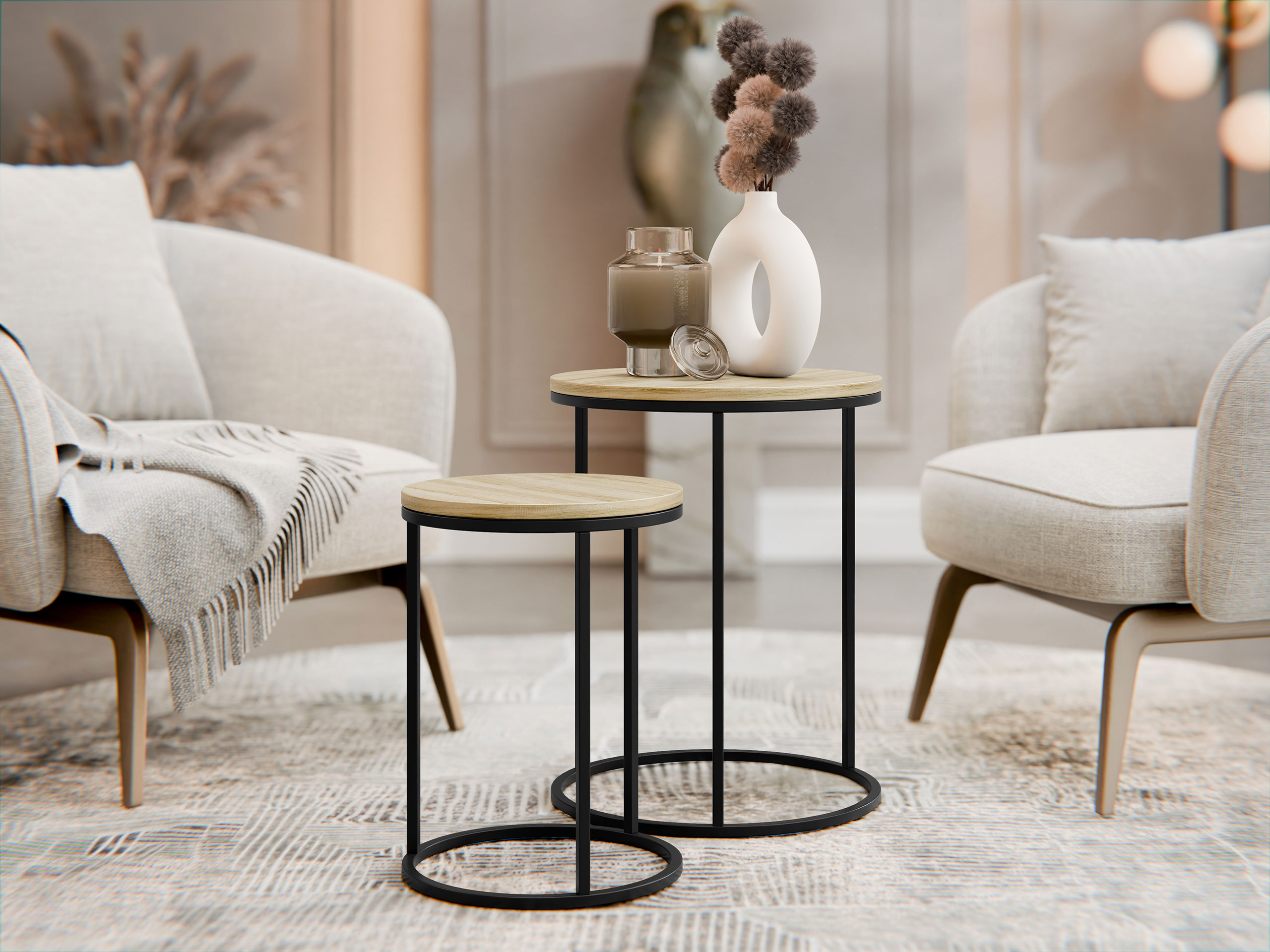 Beistelltische-Set Richardson 137 (Helles Holz)