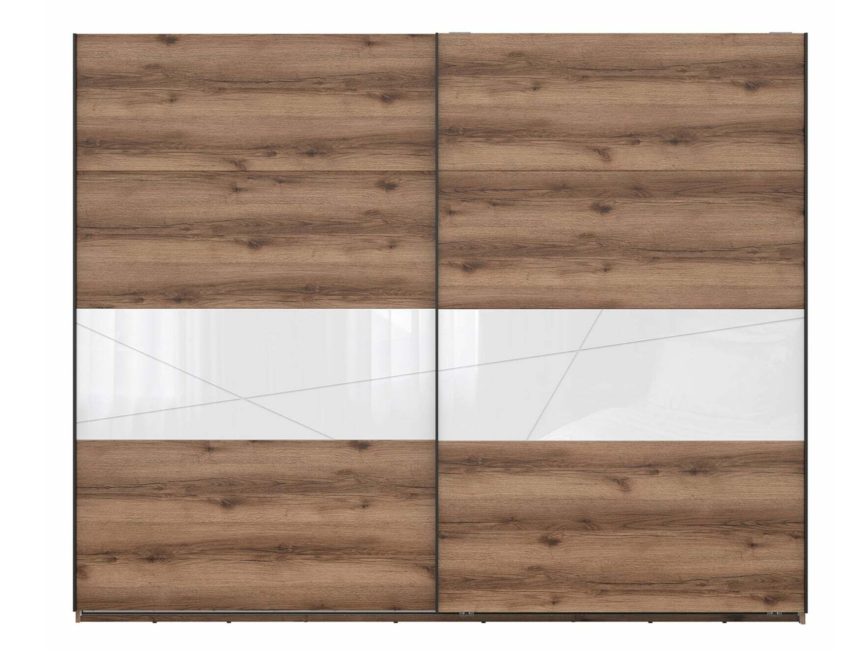 Kleiderschrank Fivale 124 (Dunkle Delano-Eiche + Weiß glänzend)