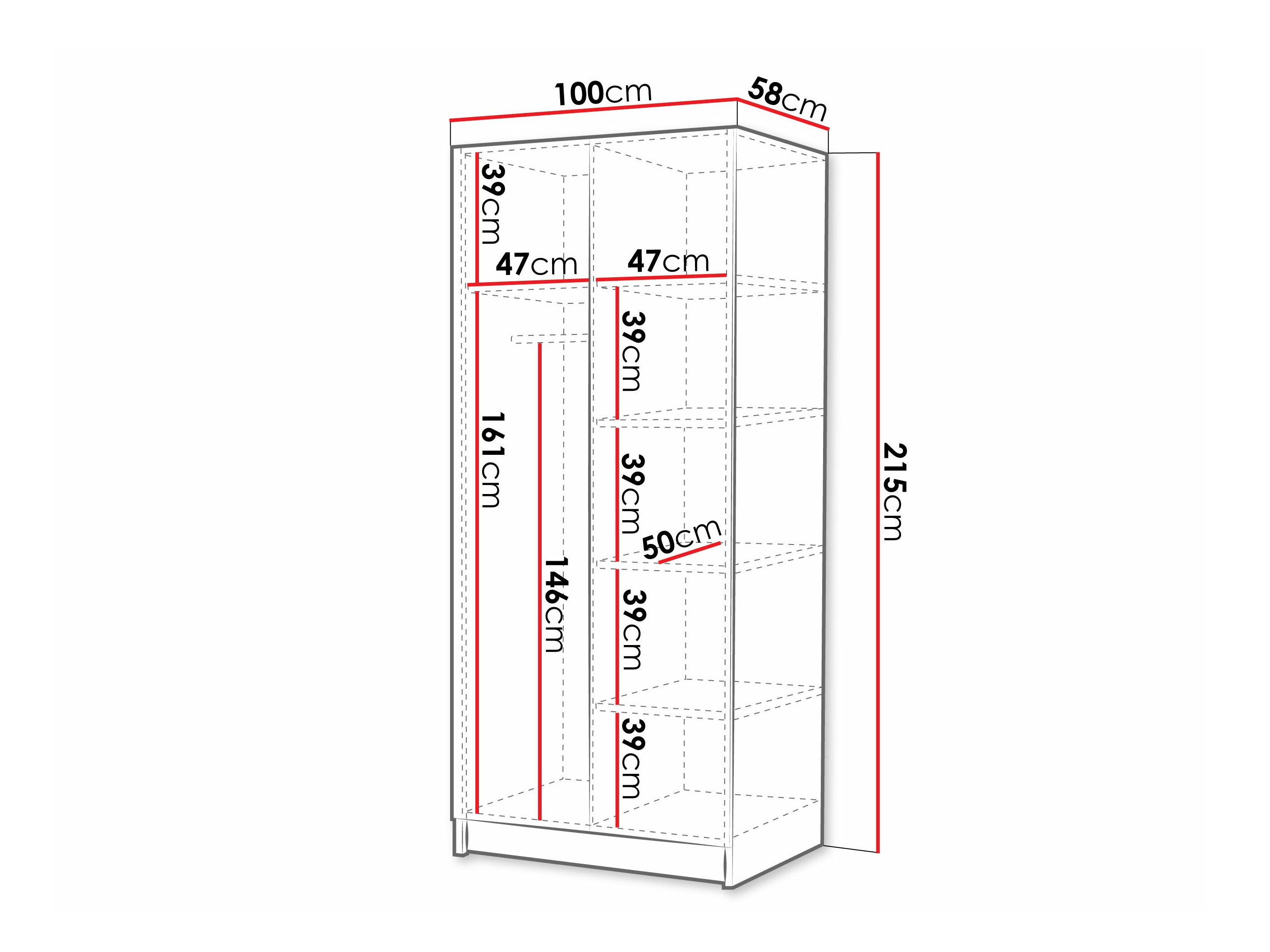 Kleiderschrank Closico 194 (Weiß + Schwarz)