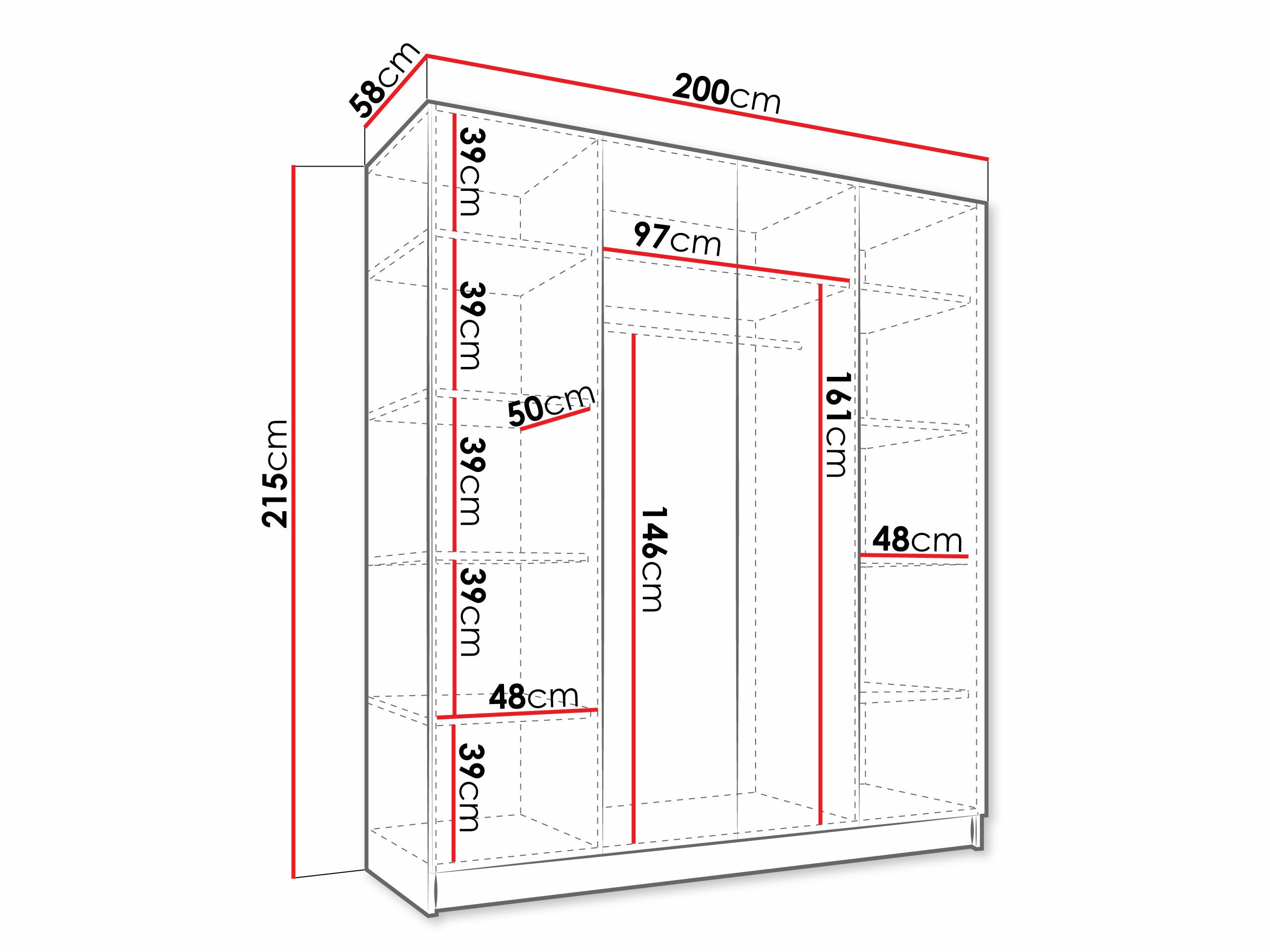 Kleiderschrank Closico 191 (Kaschmir + Schwarz)