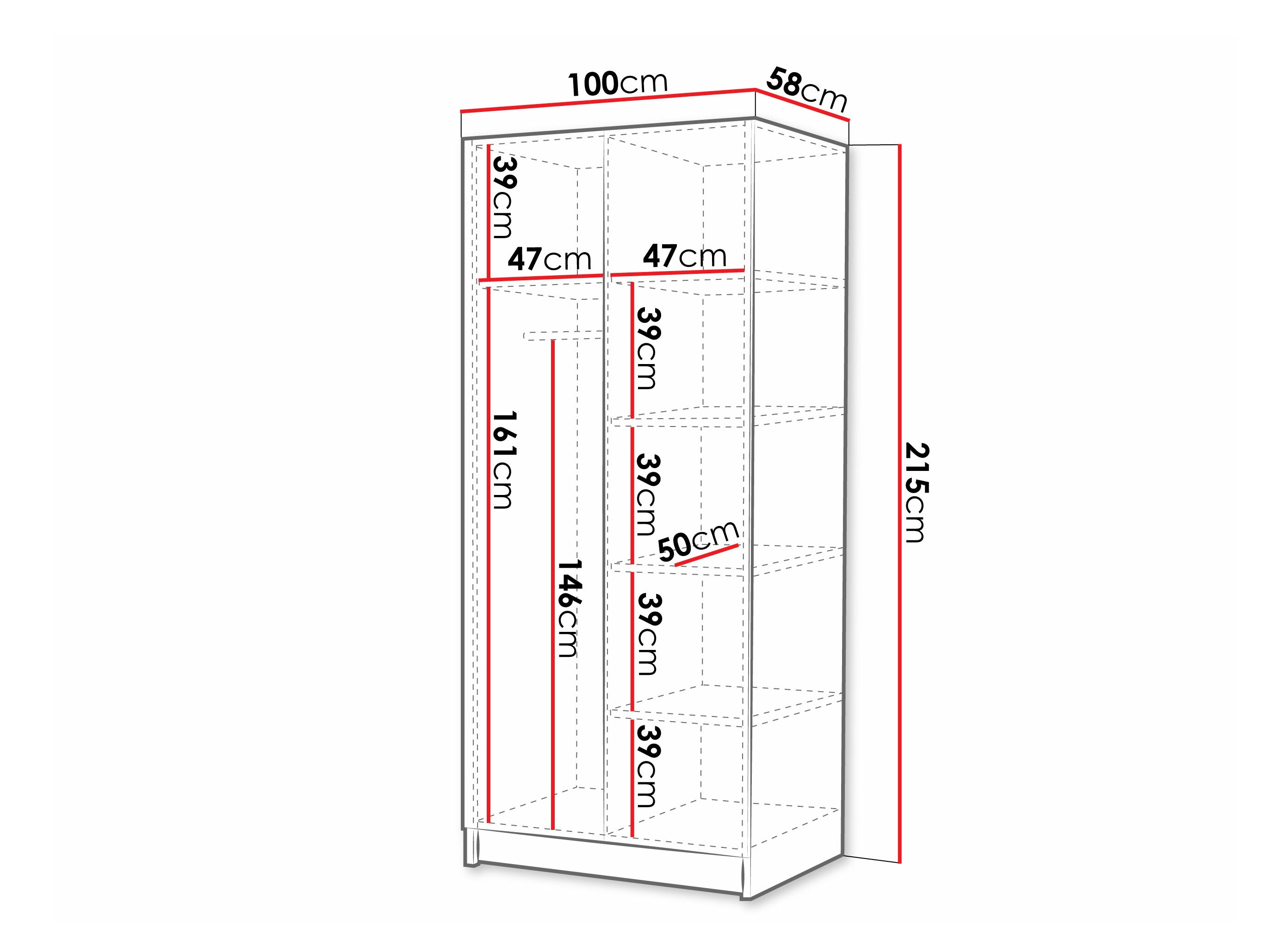 Kleiderschrank Closico 193 (Weiß + Schwarz)