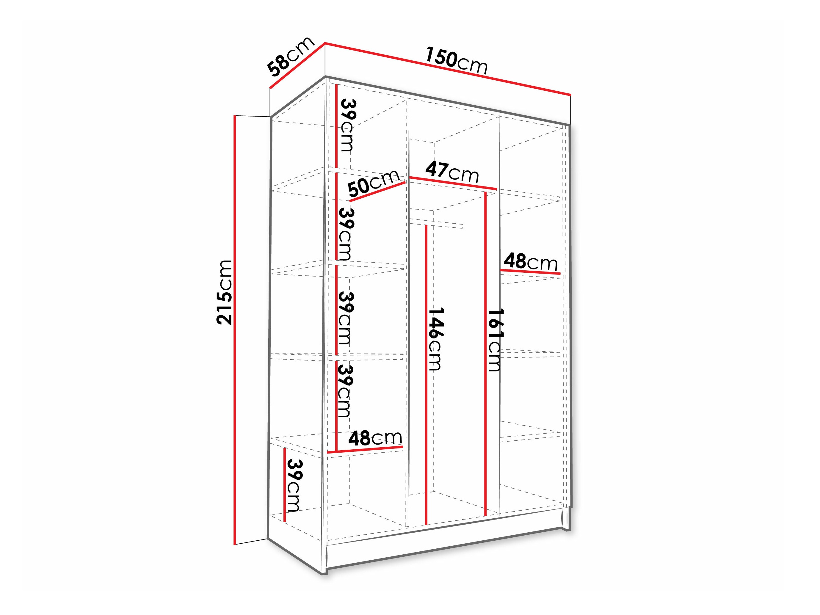 Kleiderschrank Closico 198 (Weiß + Schwarz)