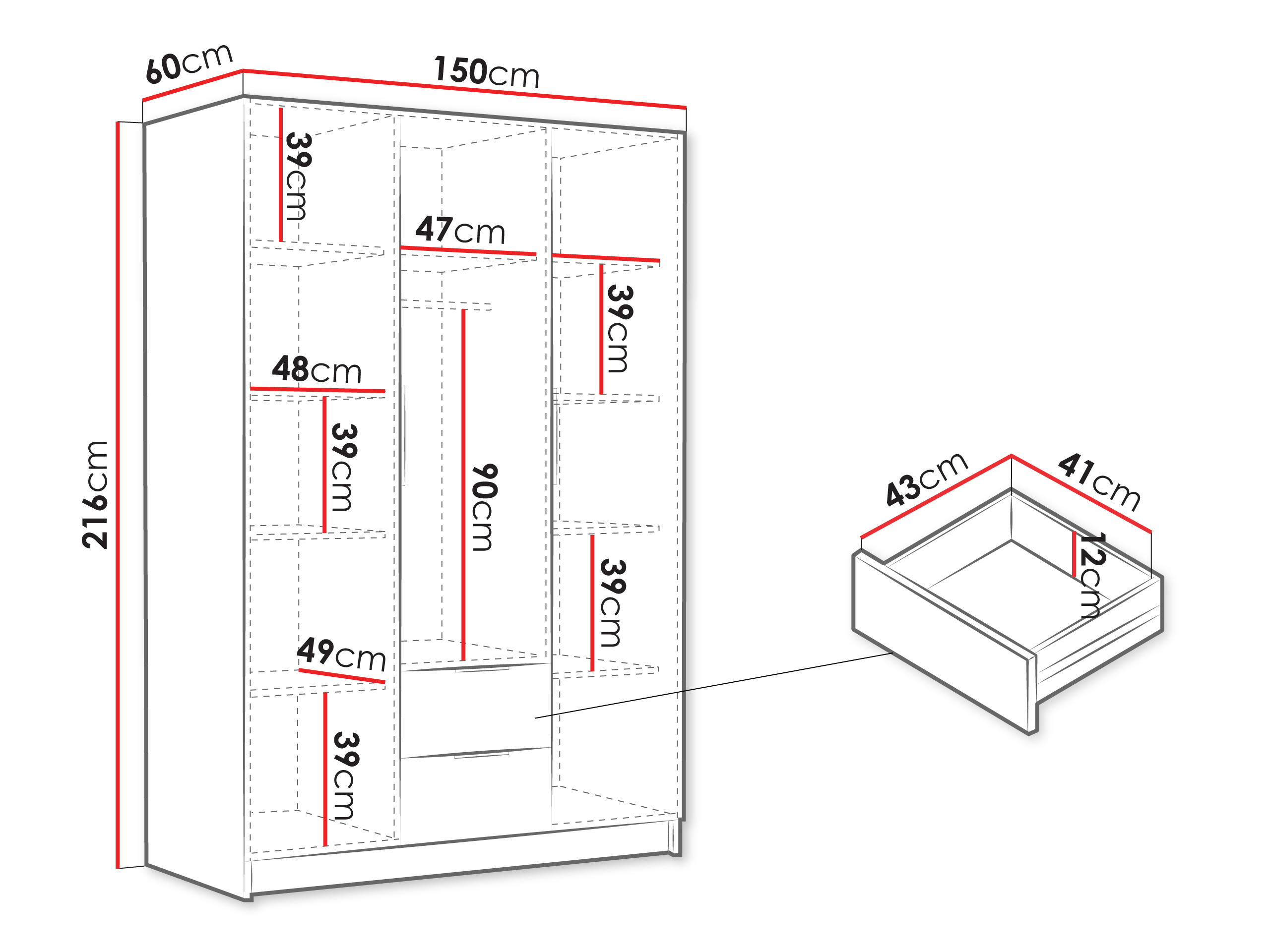 Kleiderschrank Closico 200 (Schwarz)