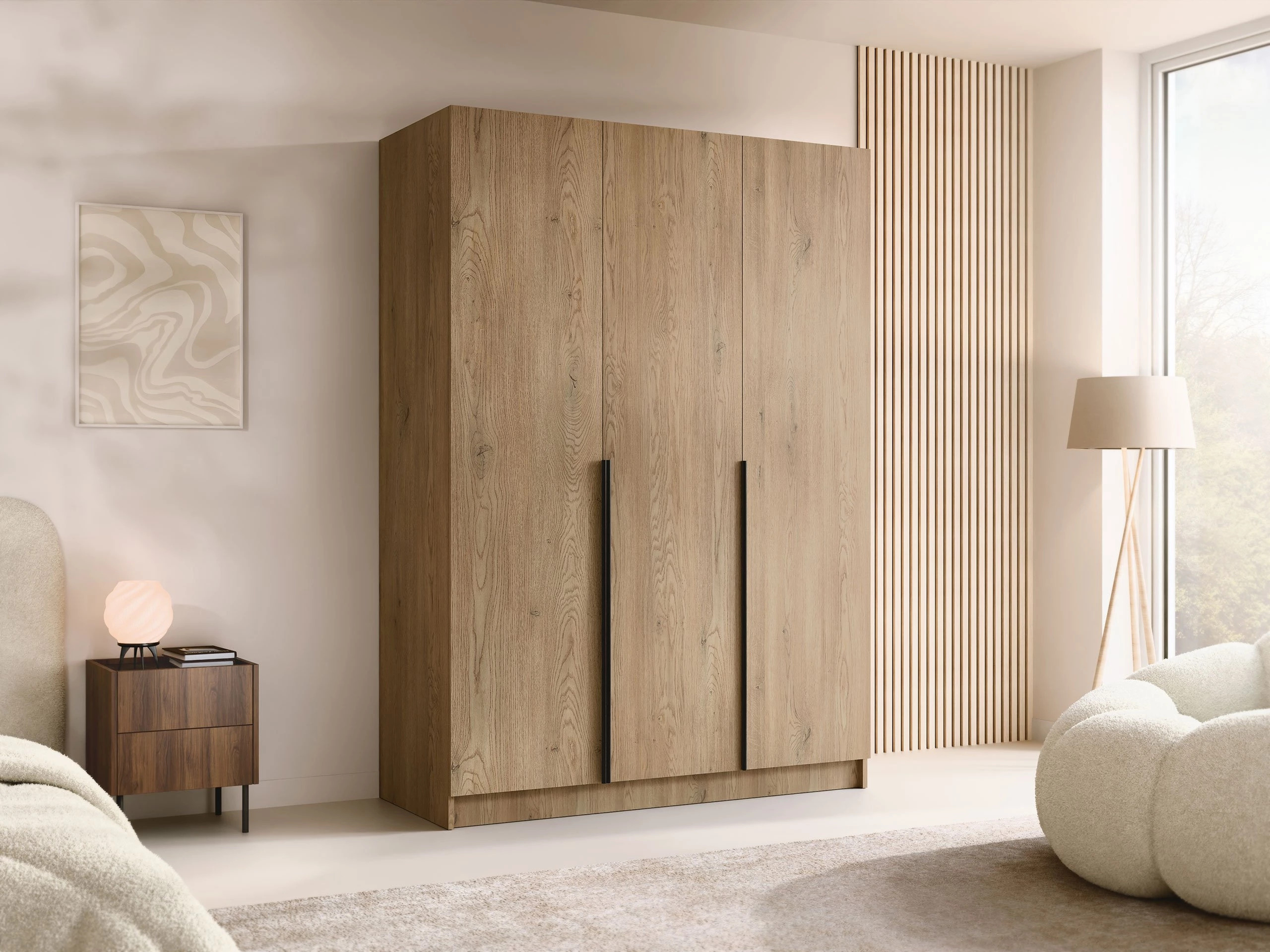 Kleiderschrank Closico Decoron I (Helles Holz + Schwarz)