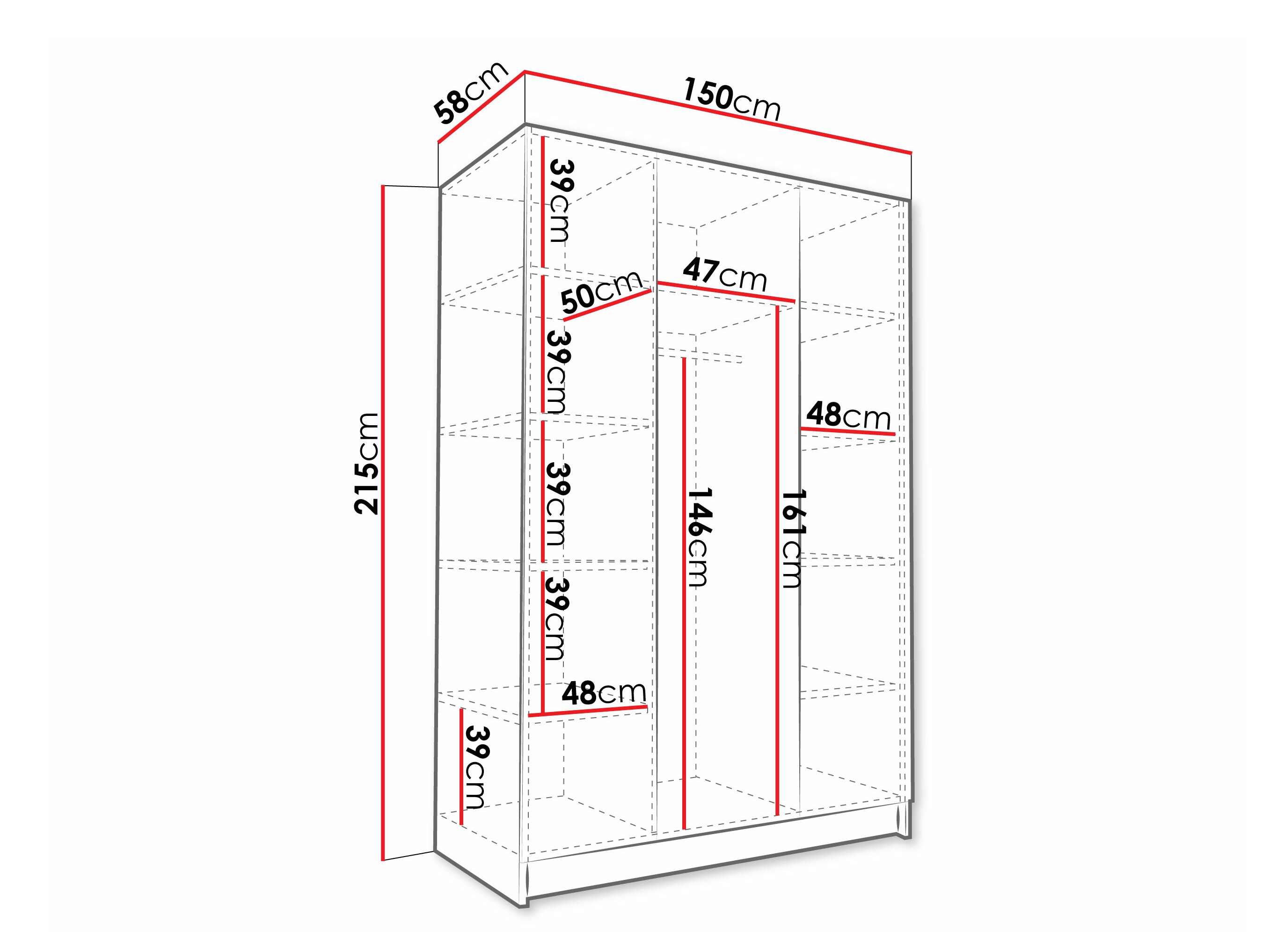 Kleiderschrank Closico Decoron I (Weiß + Weiß glänzend)