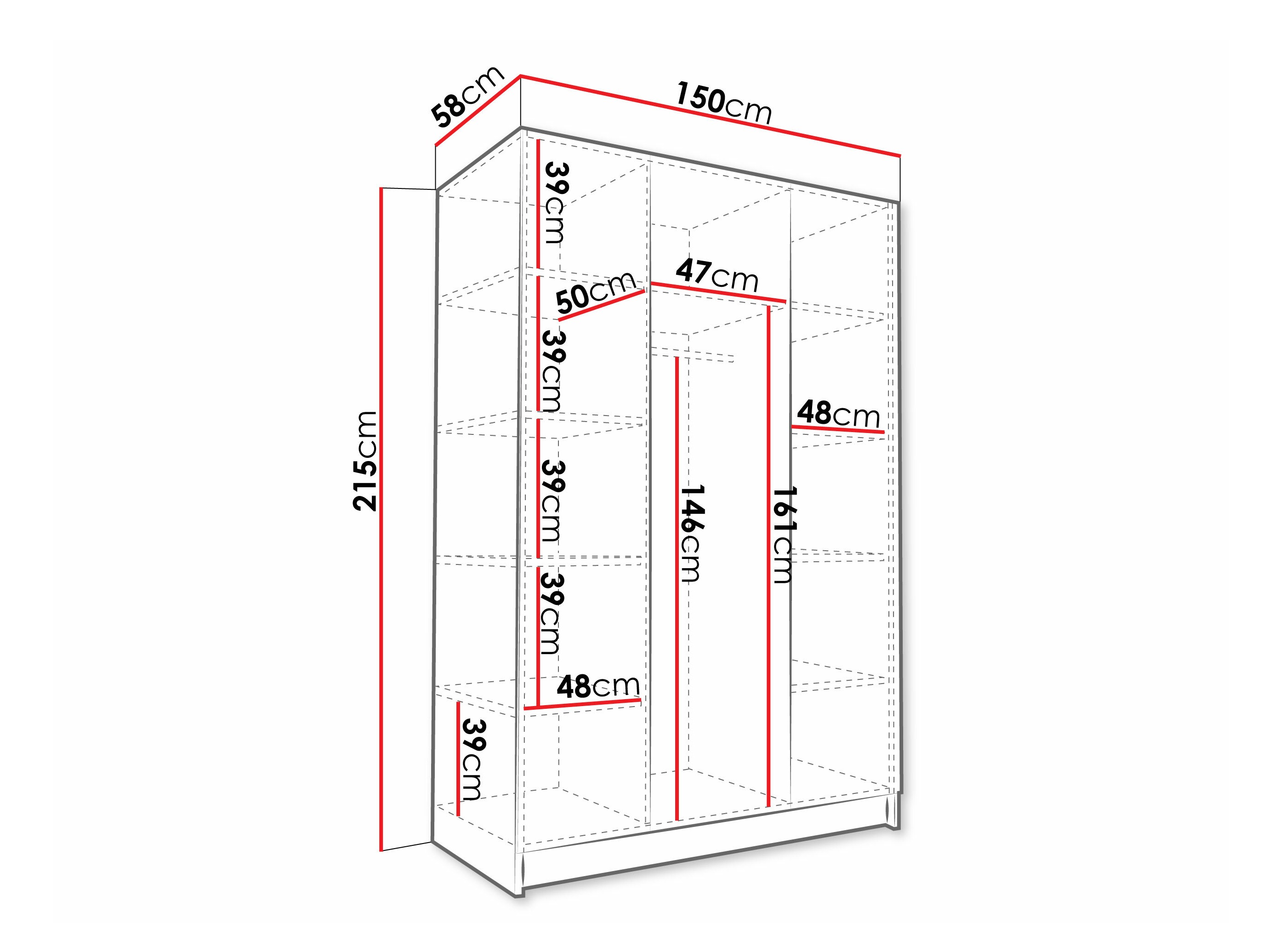 Kleiderschrank Closico Decoron III (Weiß + Schwarz)