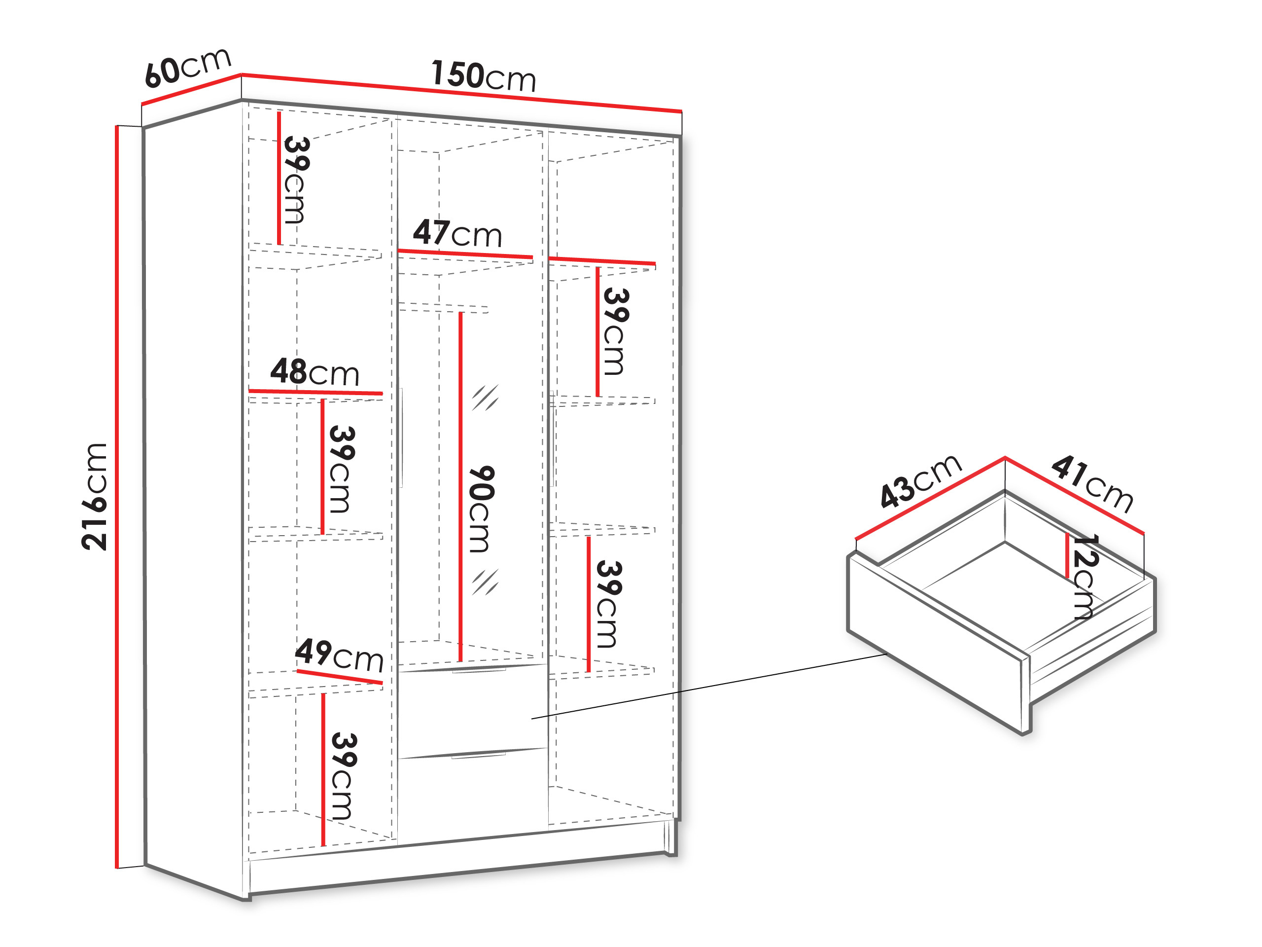 Kleiderschrank Closico 199 (Weiß)
