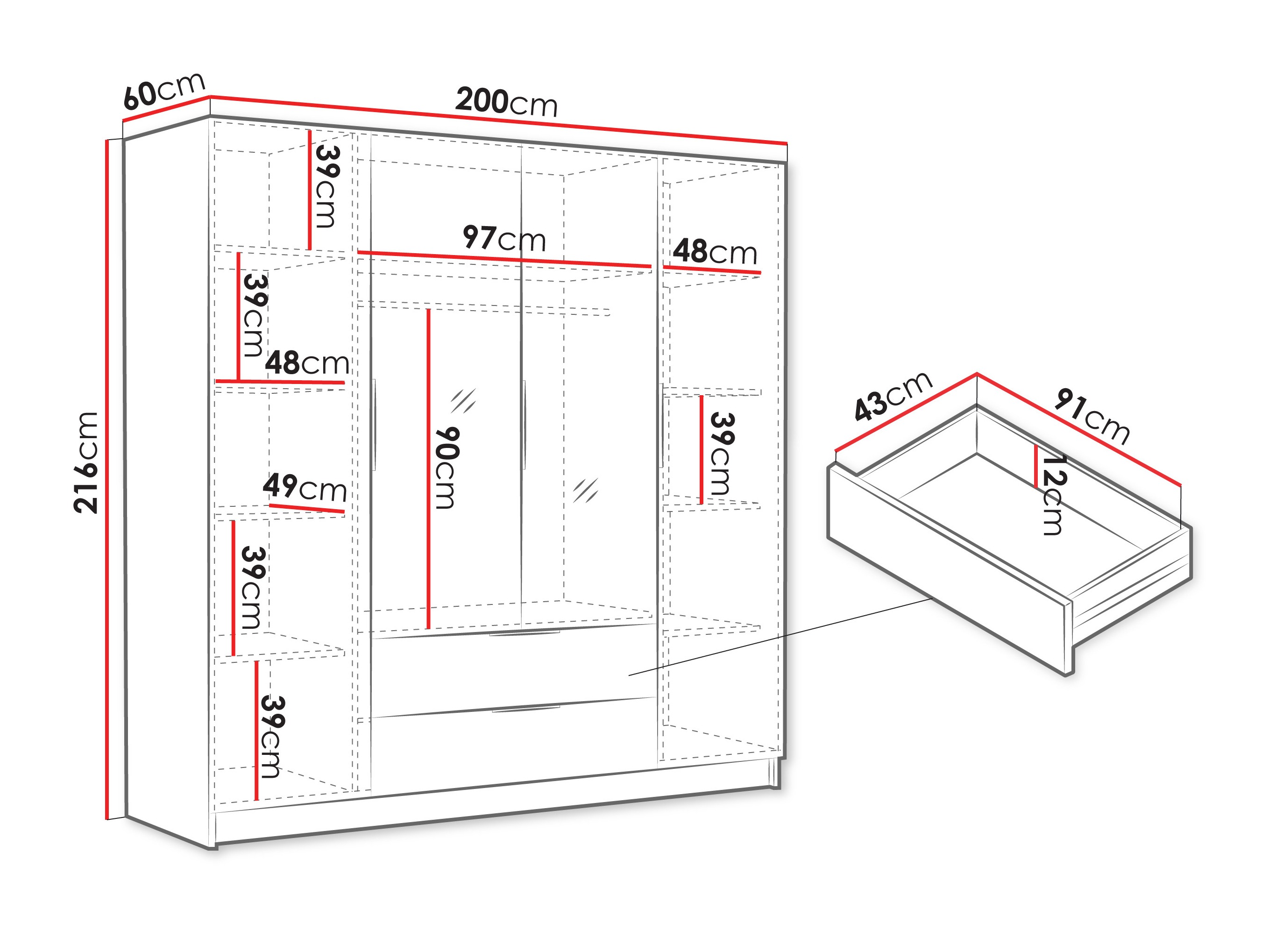 Kleiderschrank Closico 201 (Weiß)