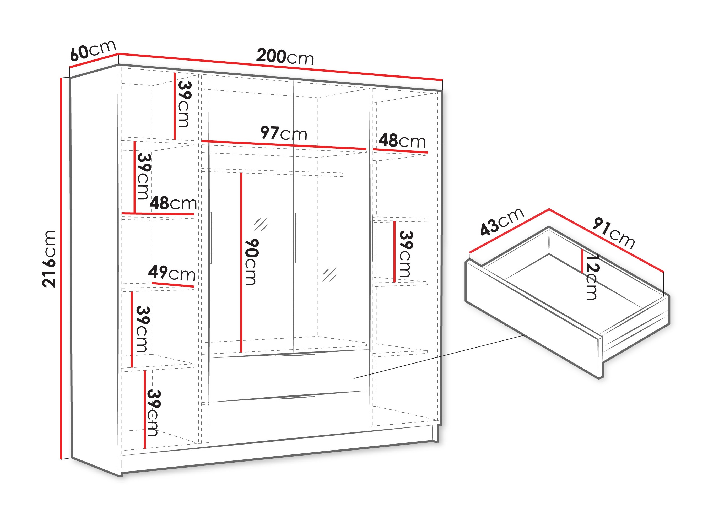 Kleiderschrank Closico Cadron II (Kaschmir)