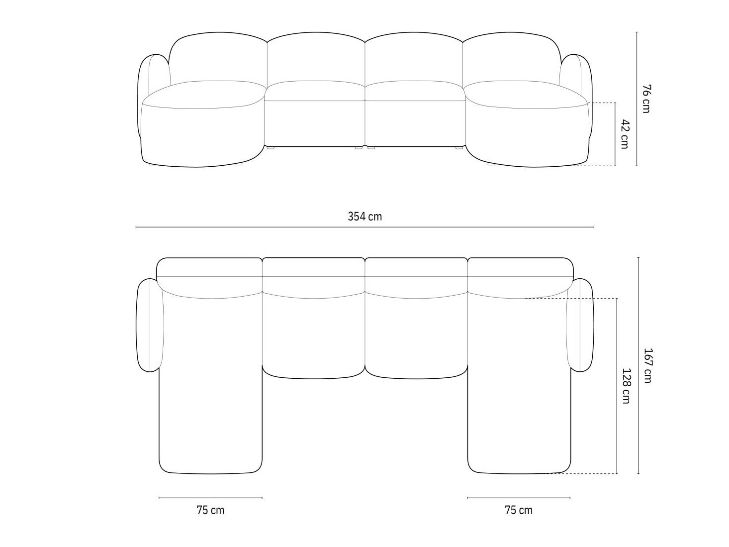 Ecksofa Tolmira 105 (Baltimore Anthrazit)