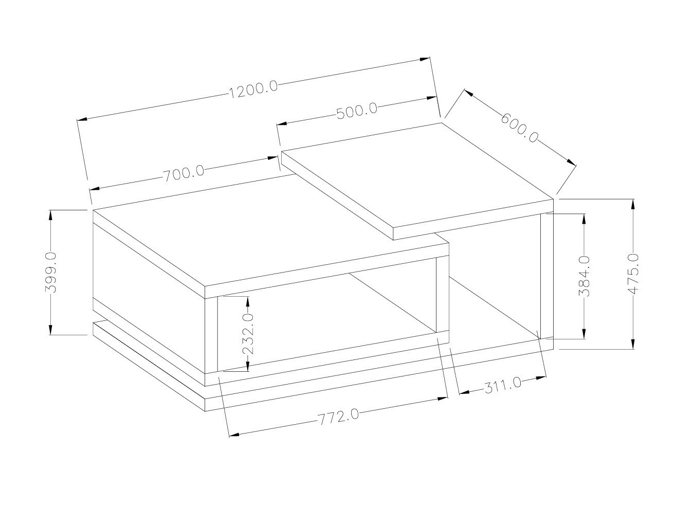 Couchtisch Lutiva 104 (Matera grau + Fichte dunkel)