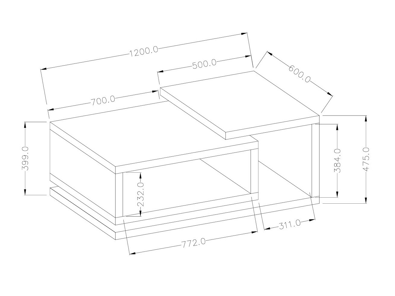 Couchtisch Lutiva 104 (Mattschwarz)
