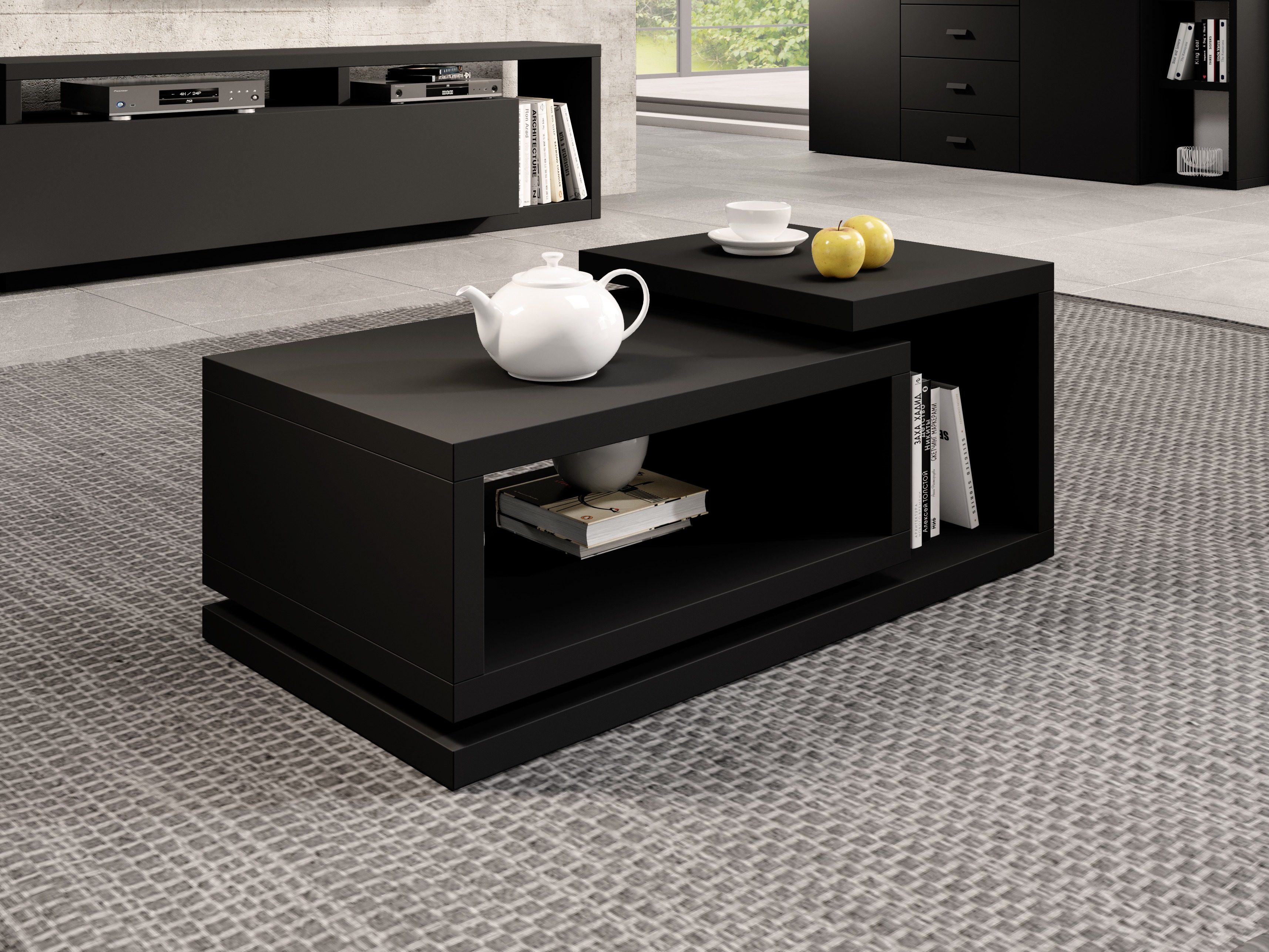 Couchtisch Lutiva 104 (Mattschwarz)