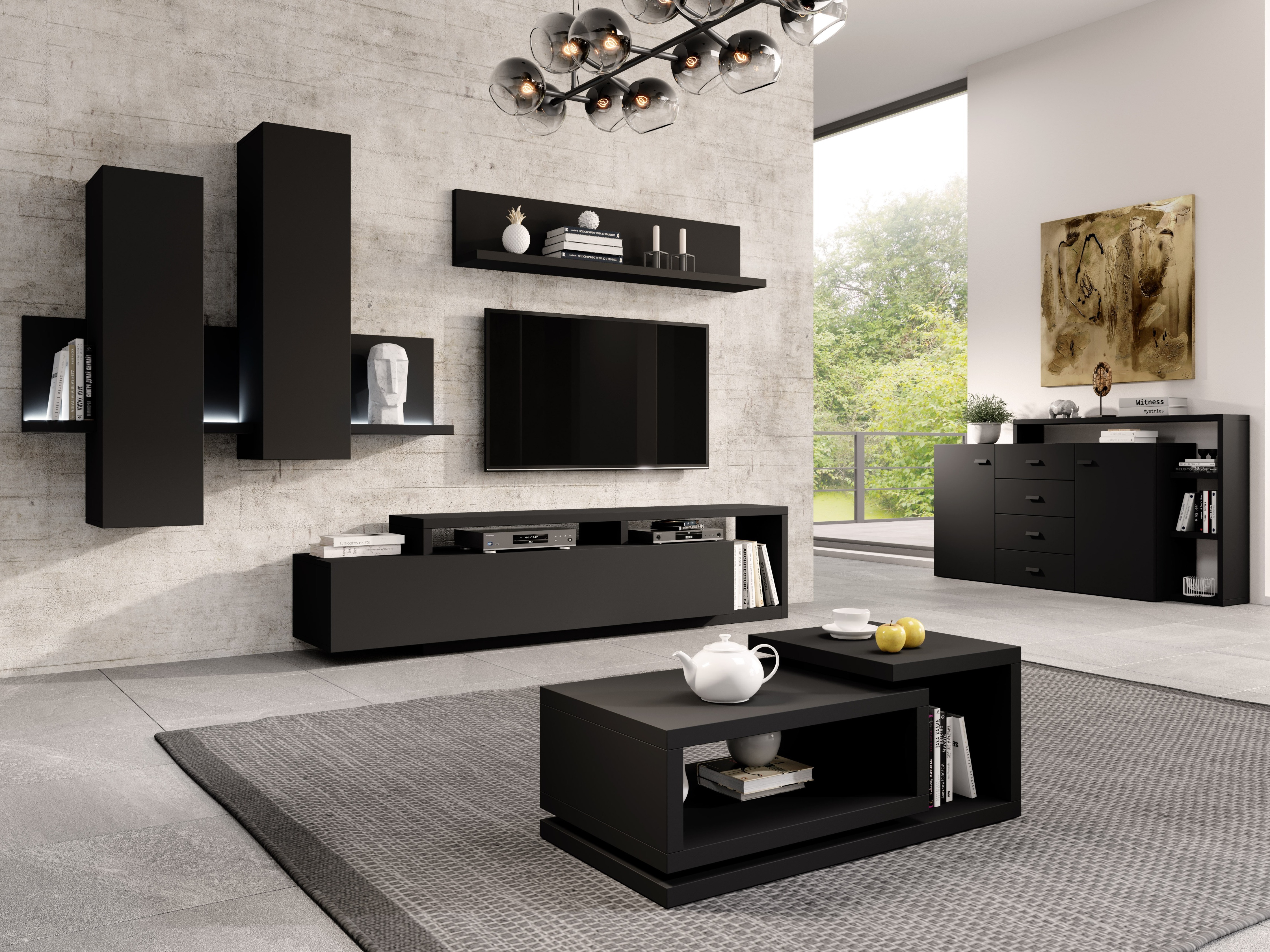 Couchtisch Lutiva 104 (Mattschwarz)