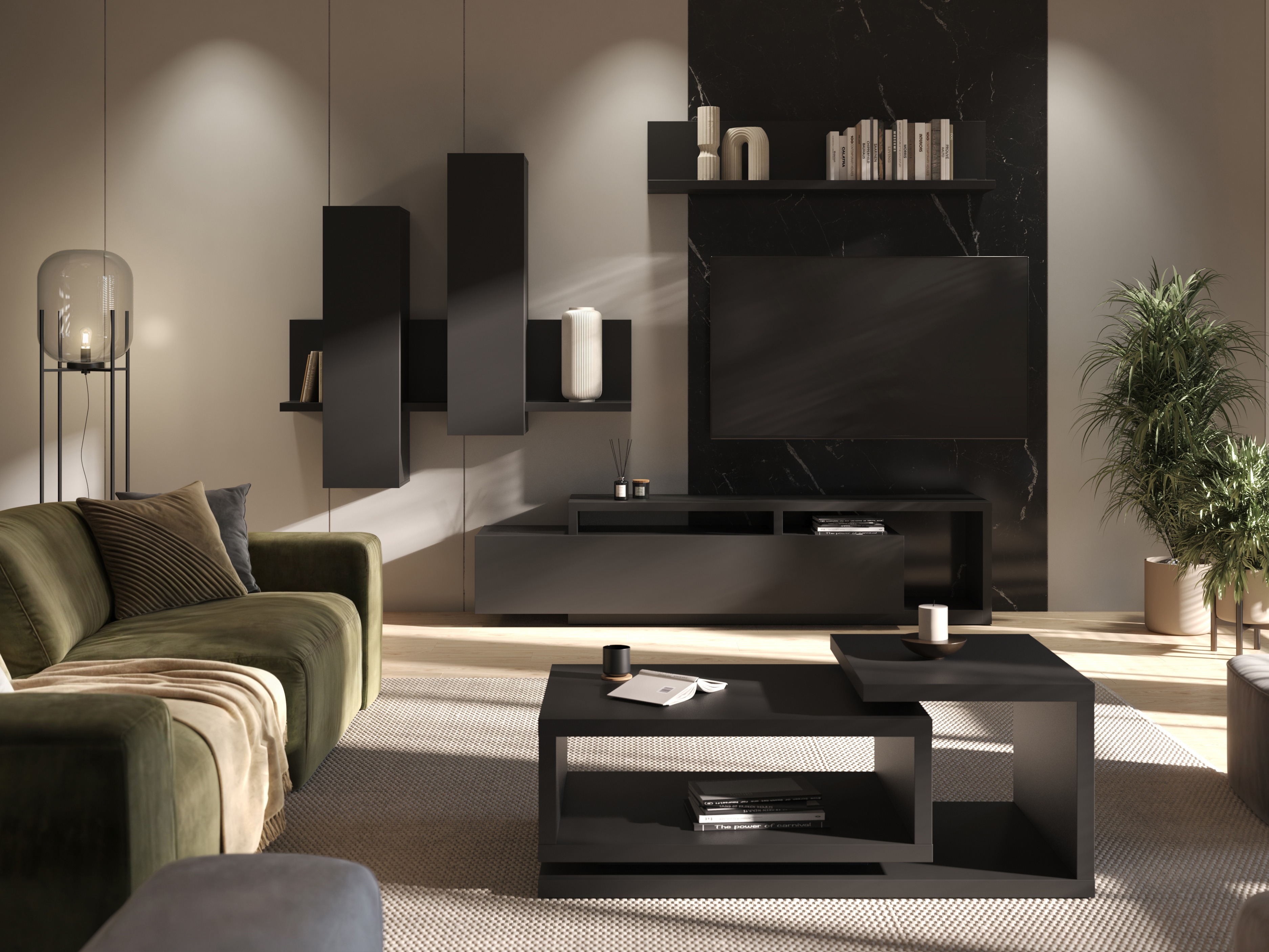 Couchtisch Lutiva 104 (Mattschwarz)