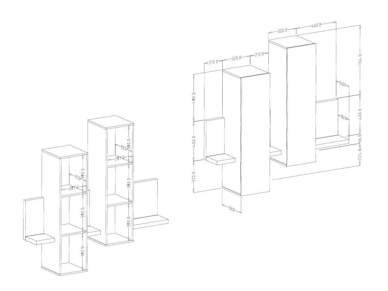 Hängeschrank Lutiva 101 (Anthrazit + Ribbec eichenholzoptik)