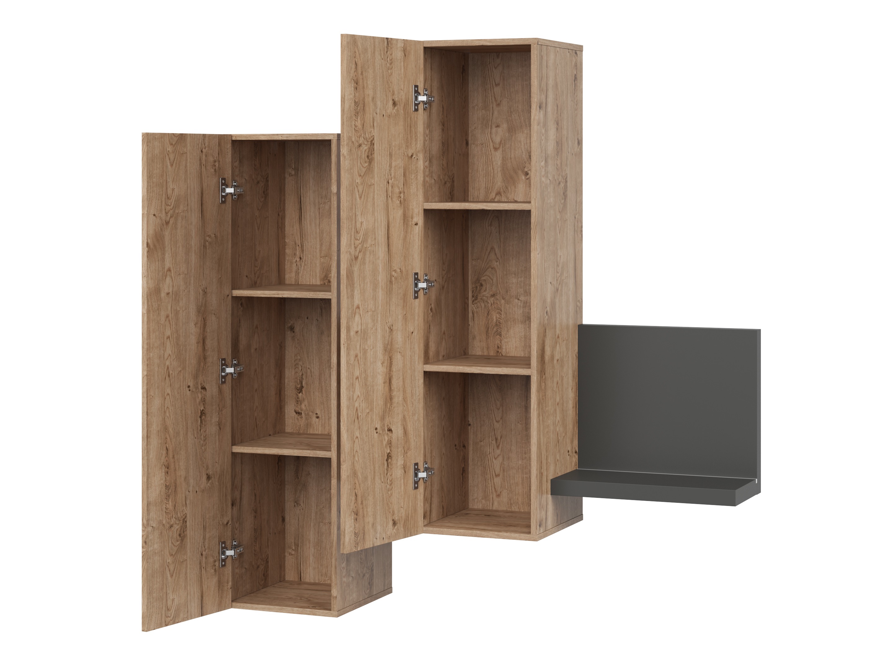 Hängeschrank Lutiva 101 (Anthrazit + Ribbec eichenholzoptik)