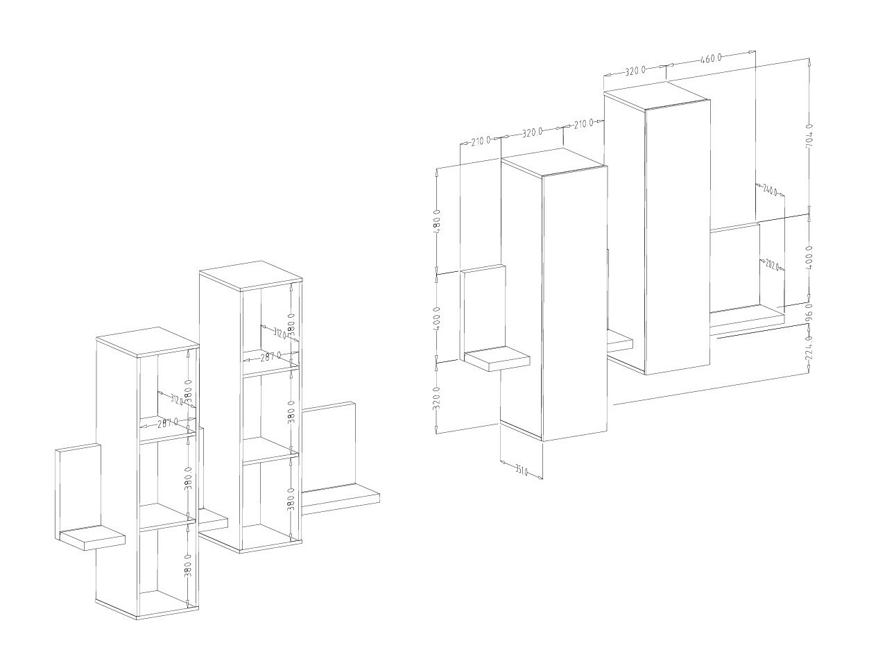 Hängeschrank Lutiva 101 (Weiß + Beton)
