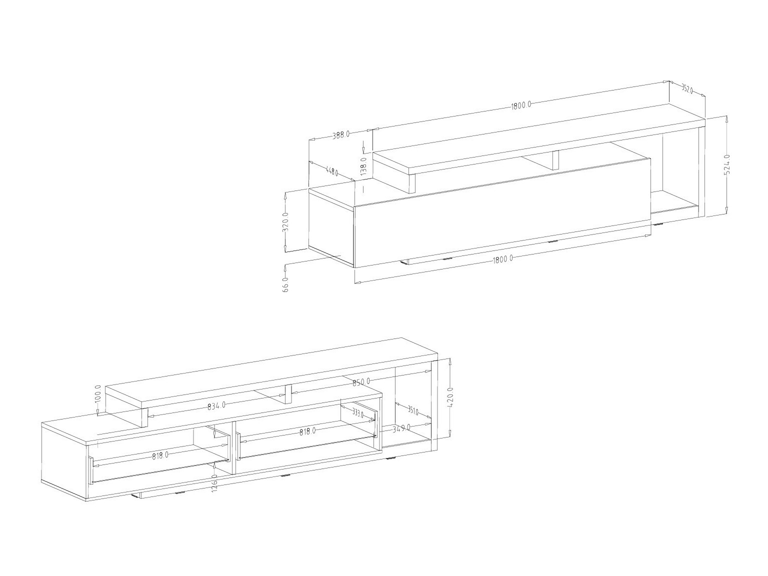 TV-Möbel Lutiva 103 (Matera grau + Fichte dunkel)
