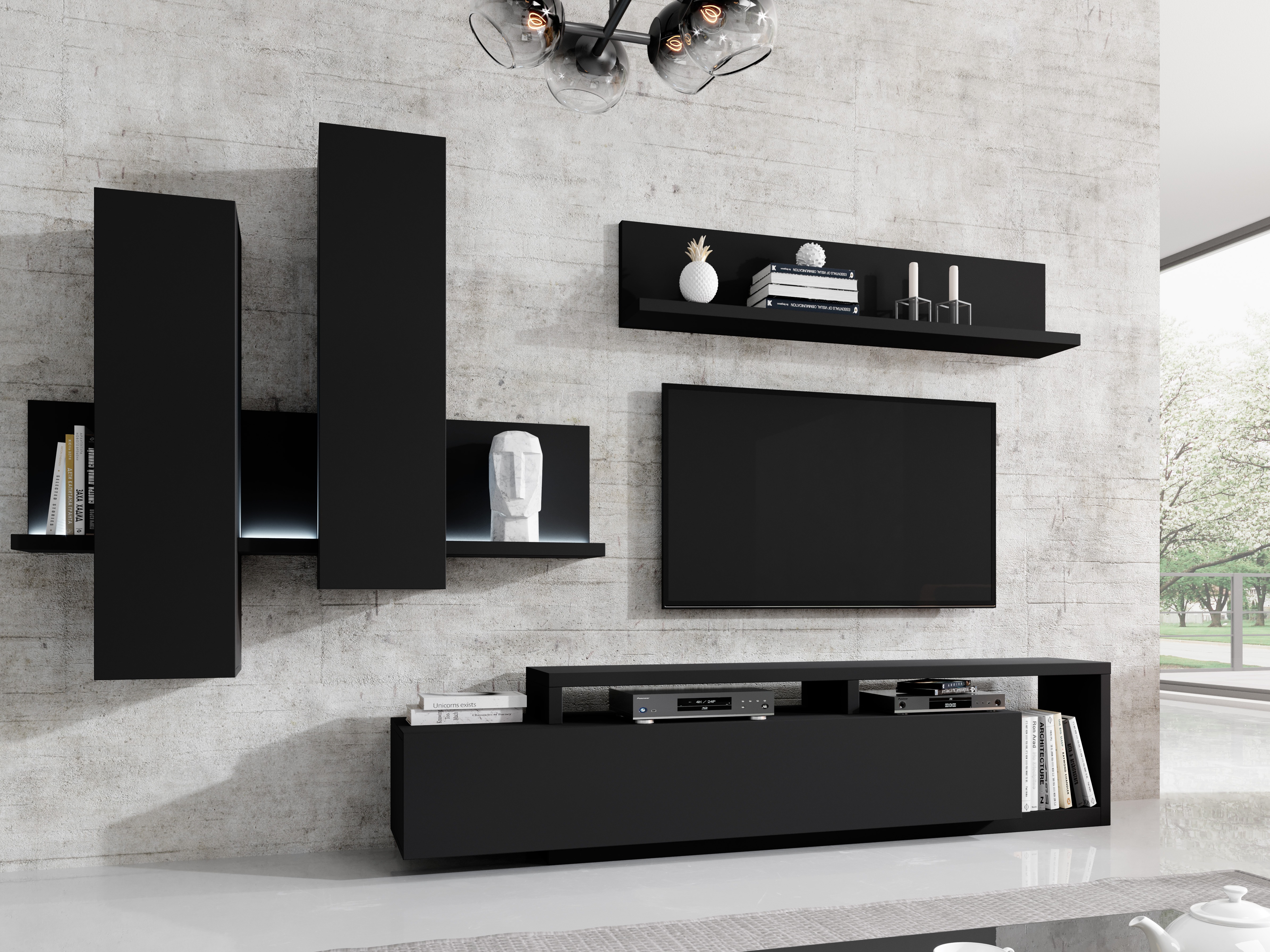 TV-Möbel Lutiva 103 (Mattschwarz)