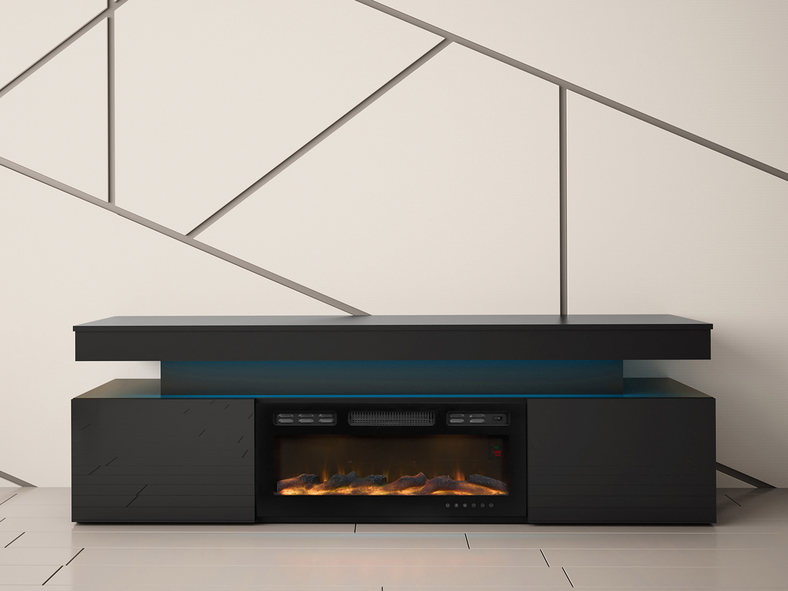 TV-Möbel Monfero I (Schwarz + Schwarz glänzend)