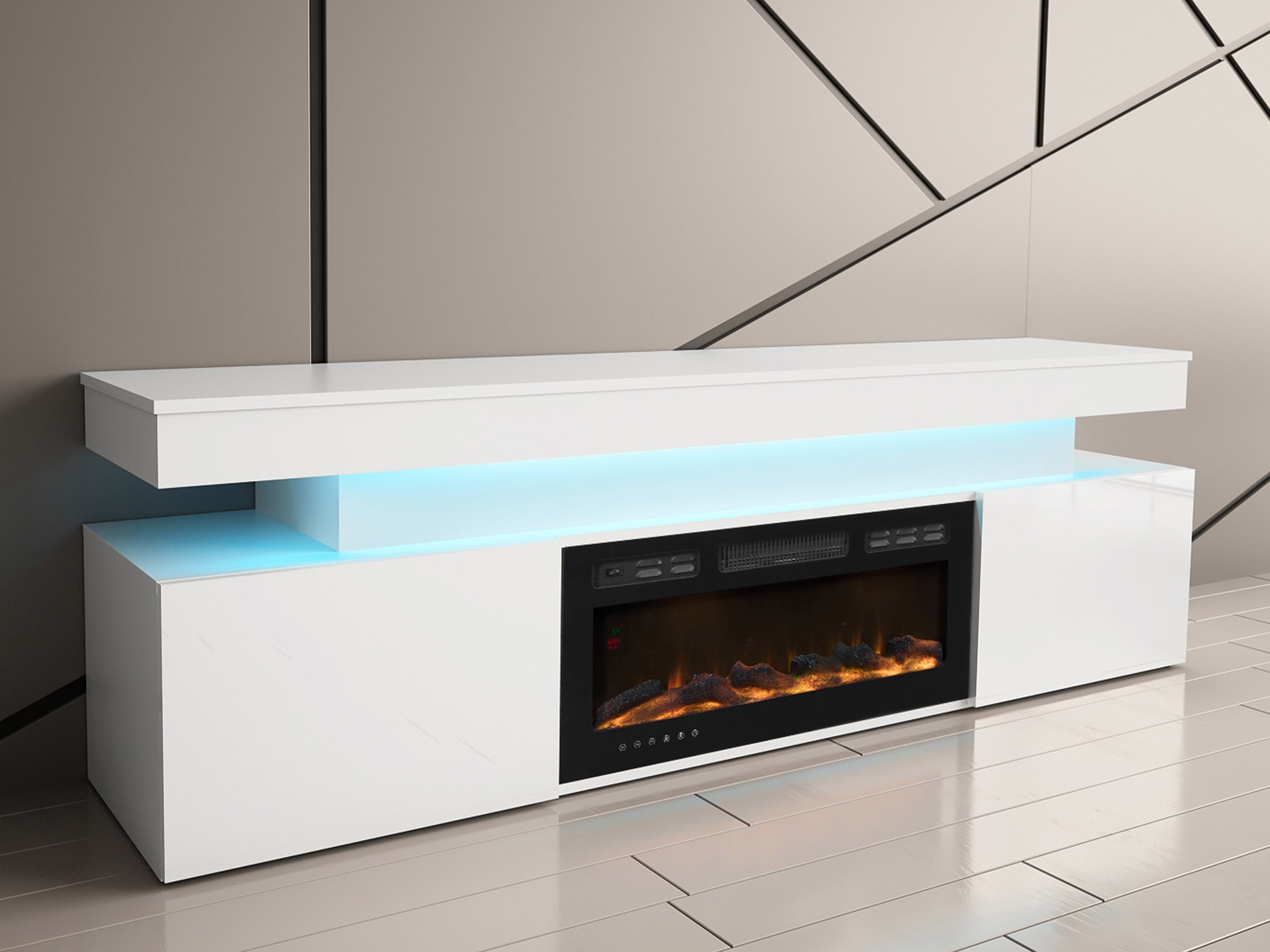 TV-Möbel Monfero I (Weiß + Weiß glänzend)