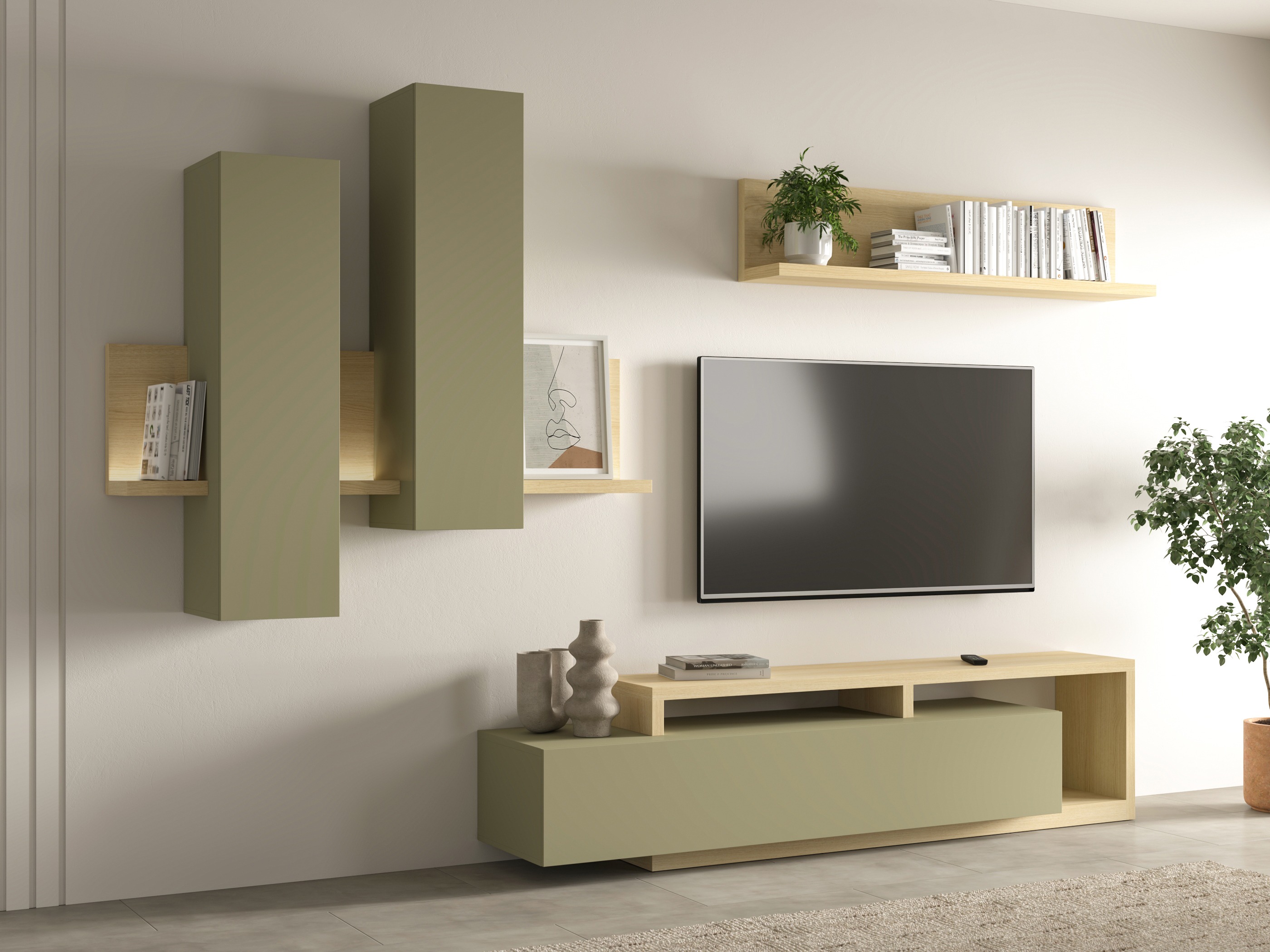 Wohnzimmer-Sets Lutiva 100 (Eukalyptus + Eichenholzoptik)