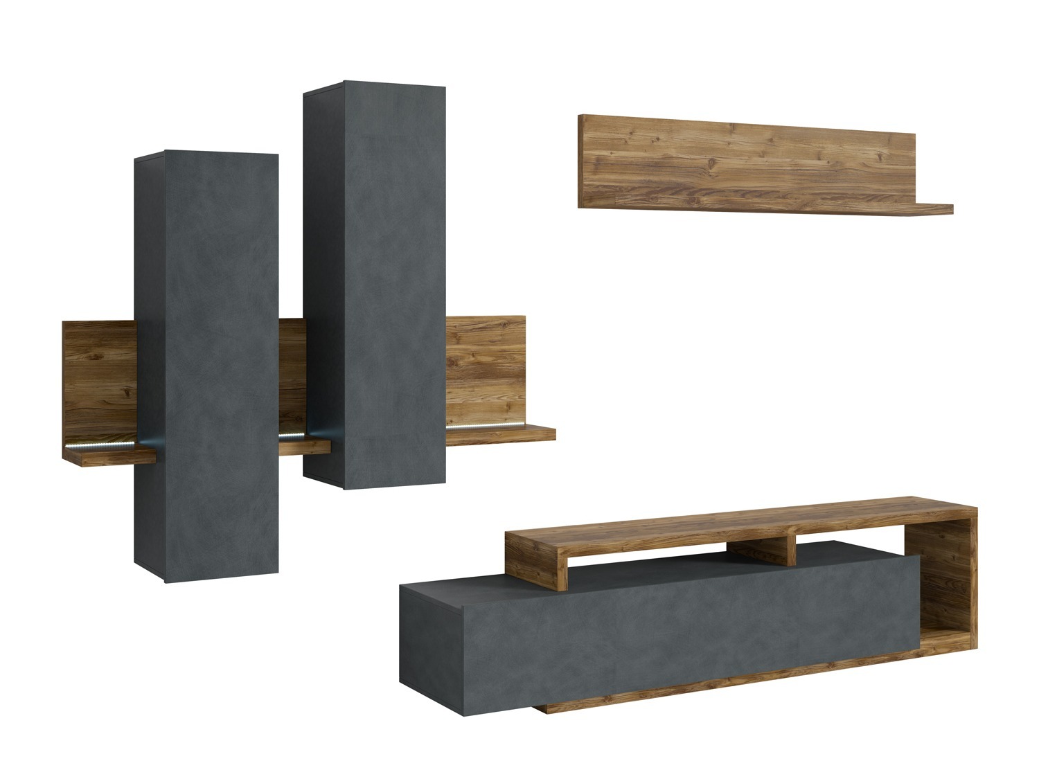 Wohnzimmer-Sets Lutiva 100 (Matera grau + Fichte dunkel)