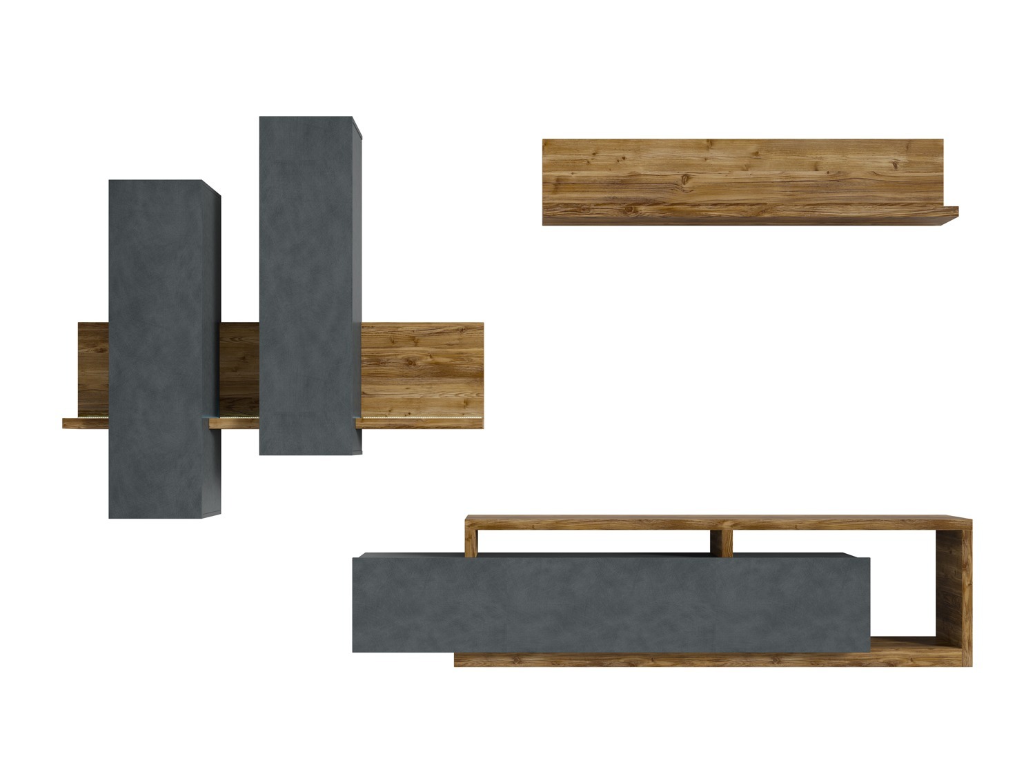 Wohnzimmer-Sets Lutiva 100 (Matera grau + Fichte dunkel)