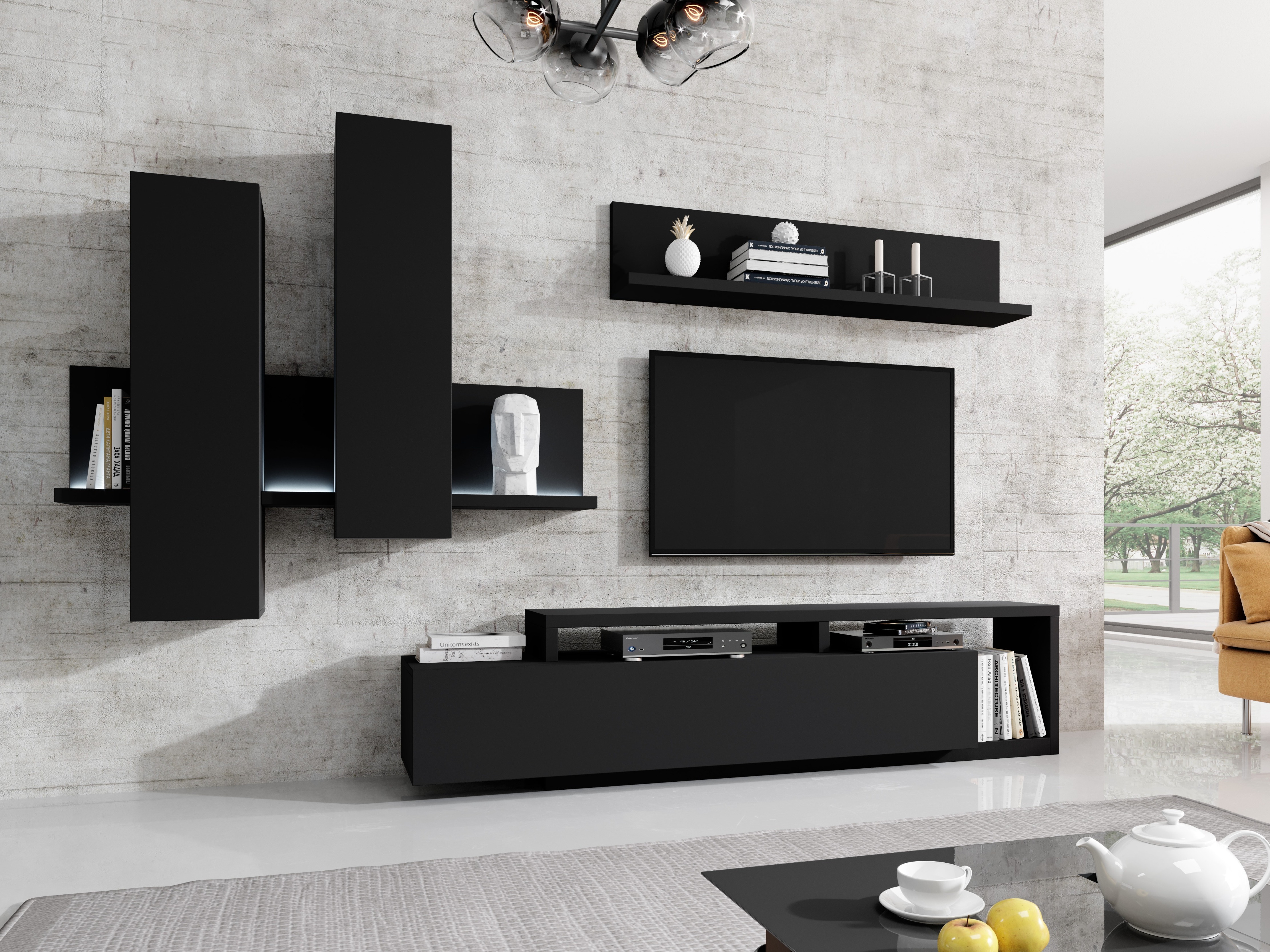Wohnzimmer-Sets Lutiva 100 (Mattschwarz)