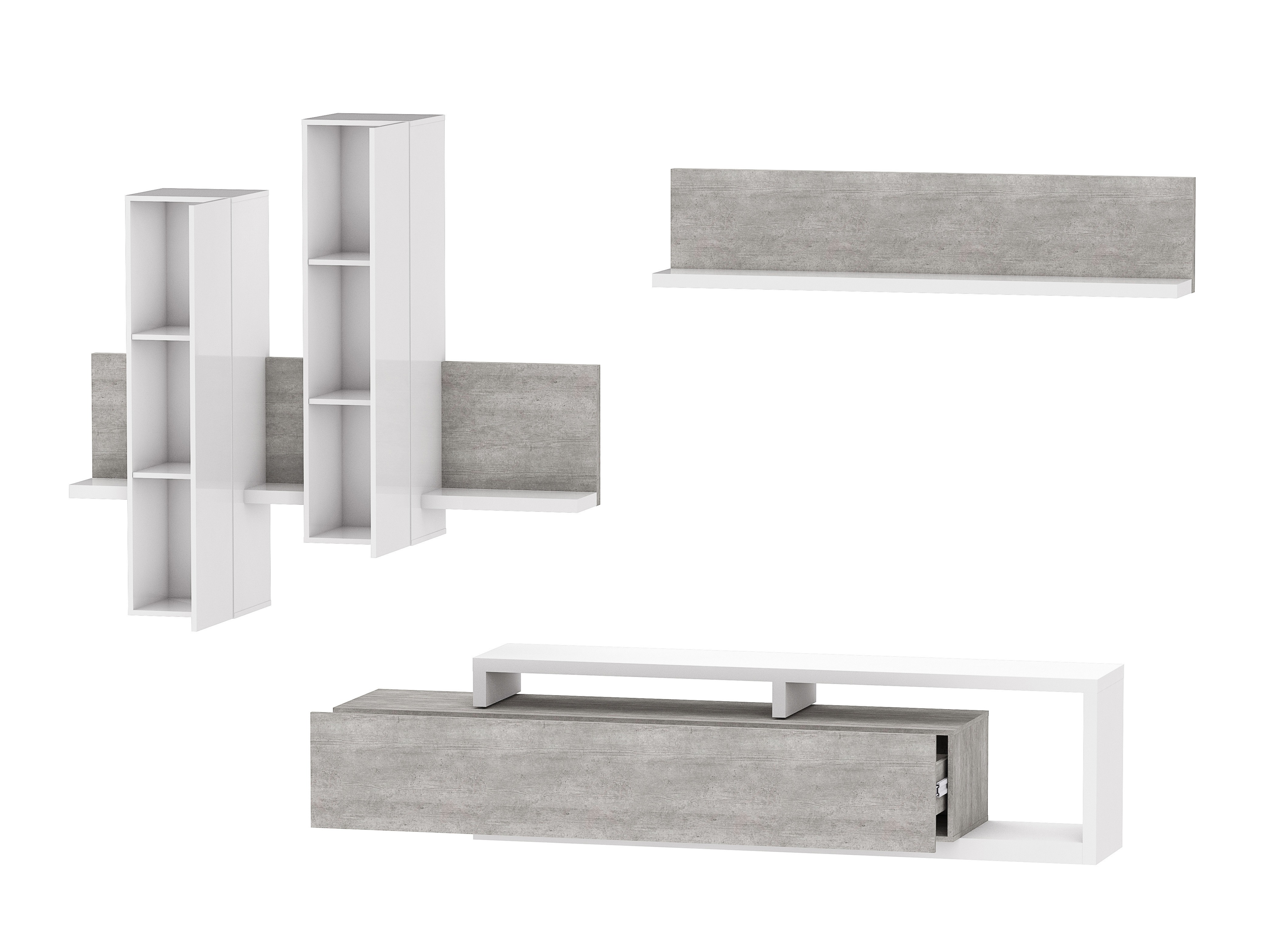 Wohnzimmer-Sets Lutiva 100 (Weiß + Beton)