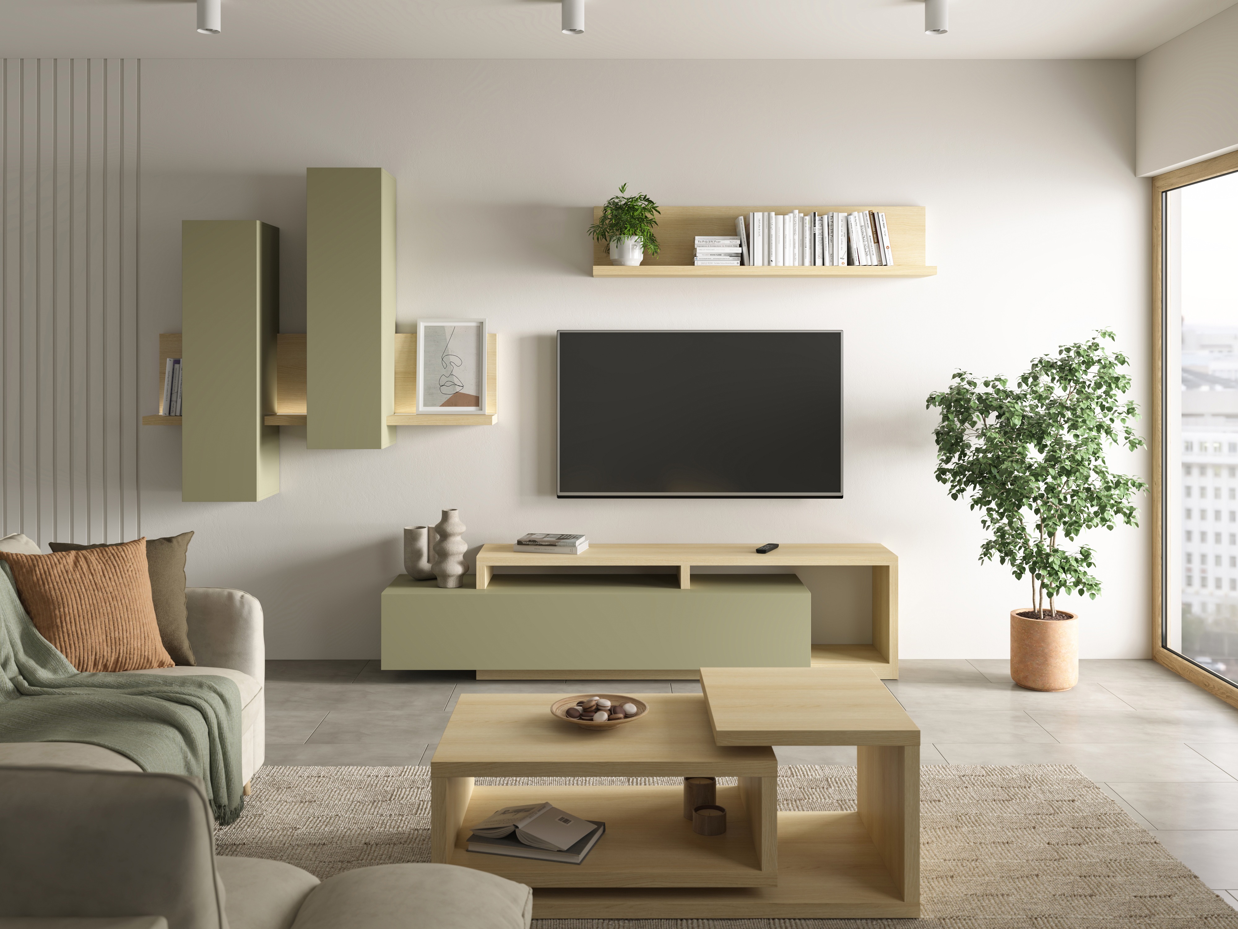 Wohnzimmer-Sets Lutiva 100 (Eukalyptus + Eichenholzoptik)