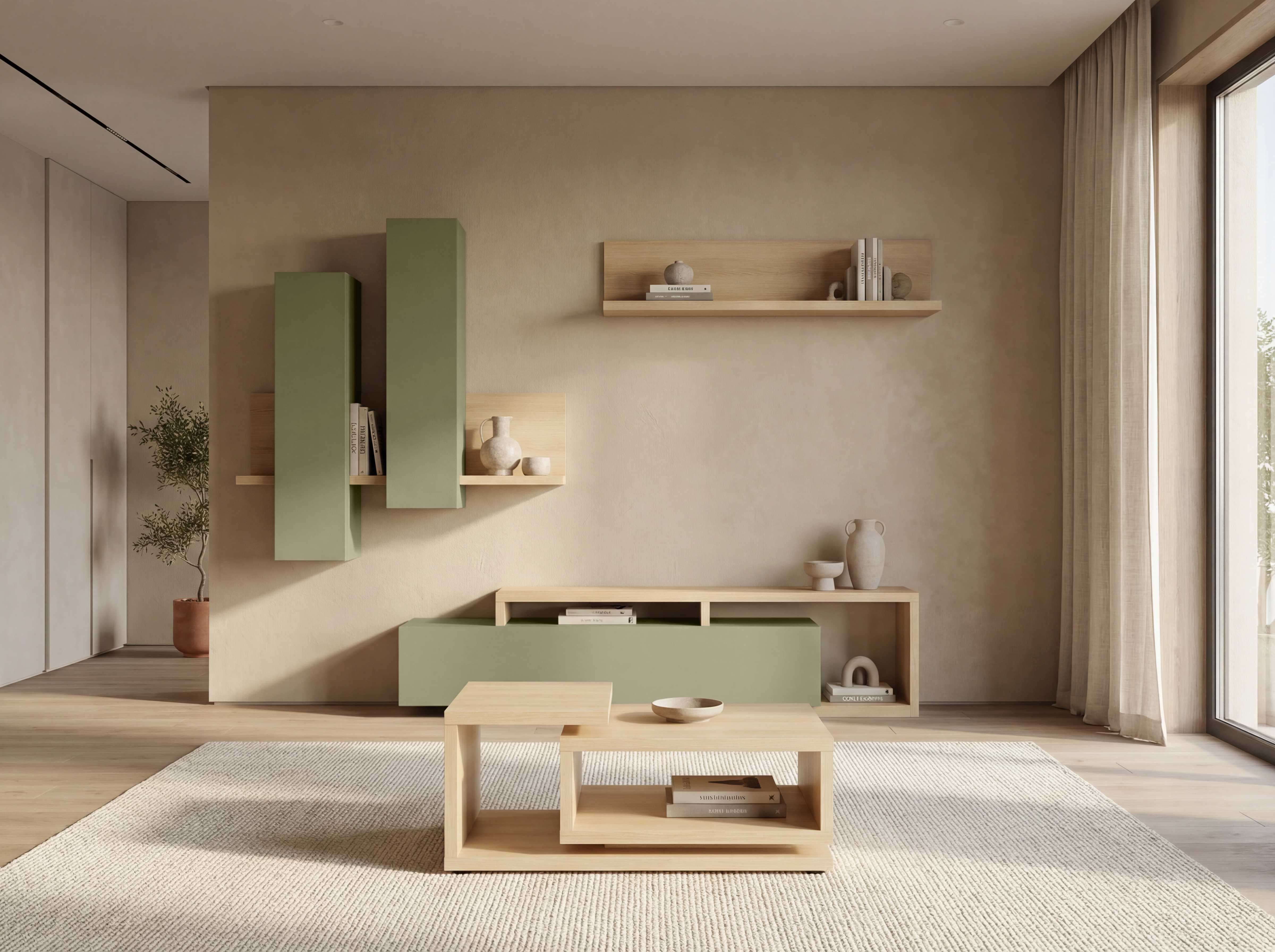 Wohnzimmer-Sets Lutiva 100 (Eukalyptus + Eichenholzoptik)