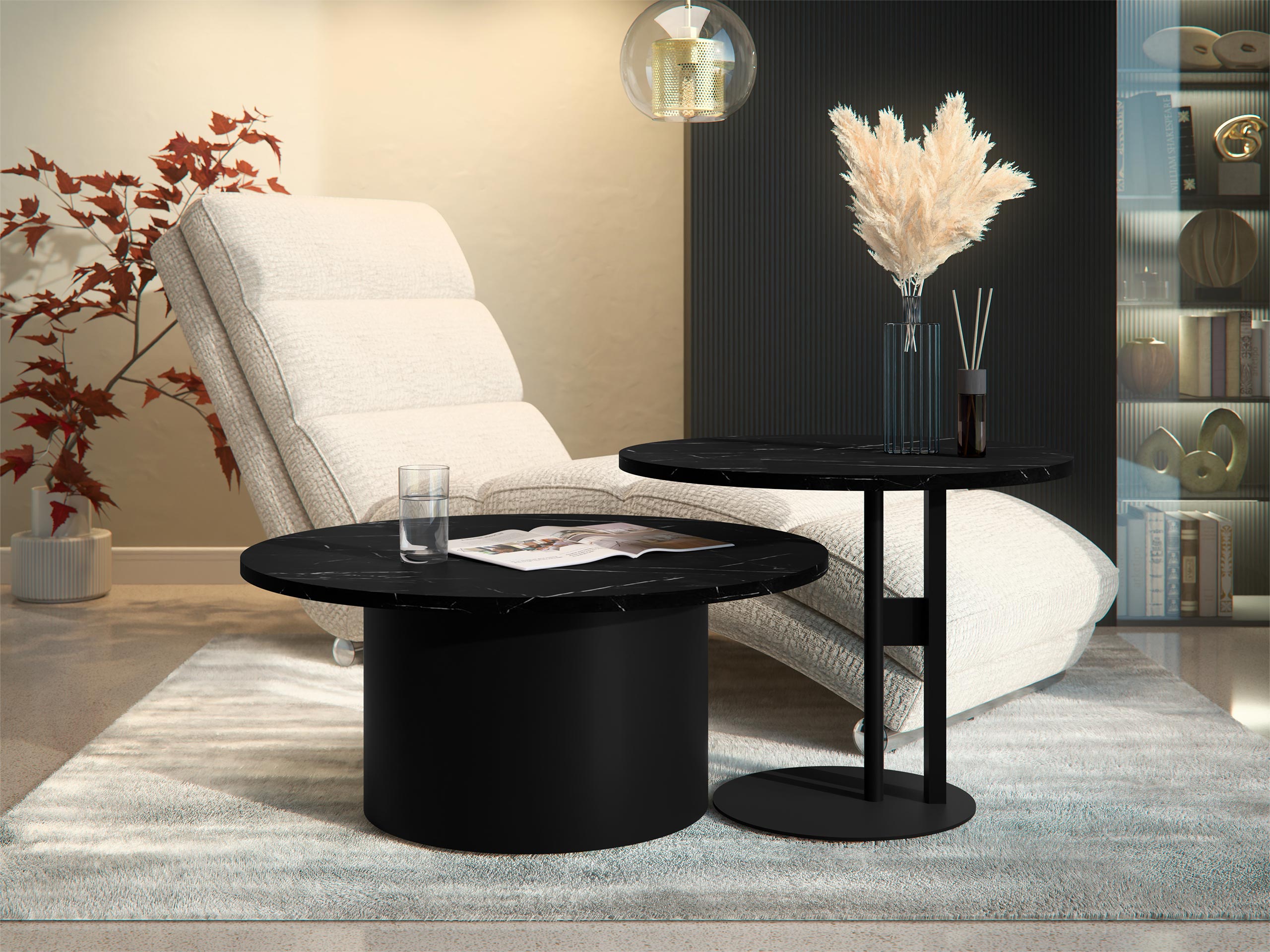 Couchtischset Oswego 159 (Schwarzer Marmor)