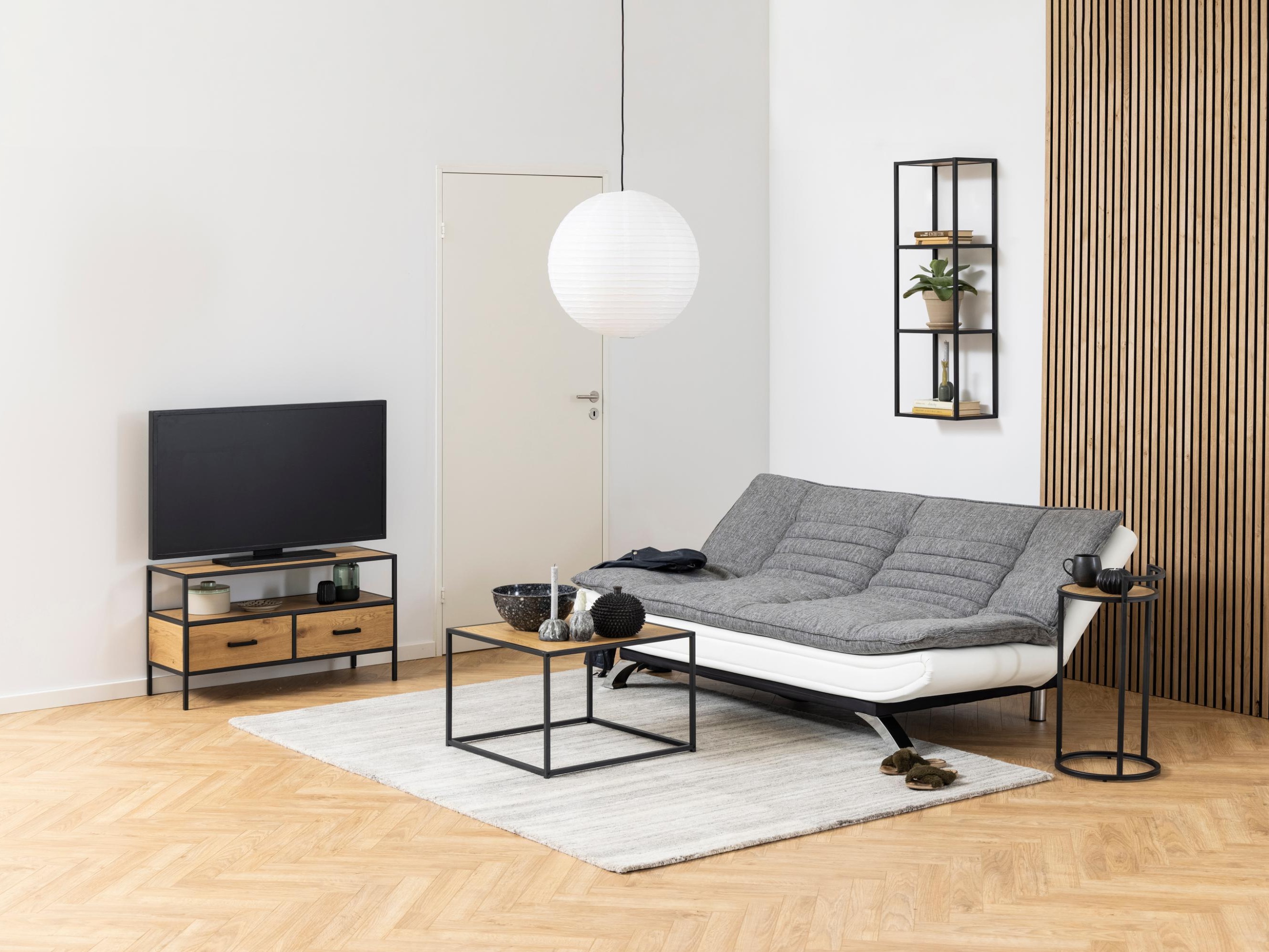 Schlafsofa Norsica 228 (Weiß + Hellgrau)