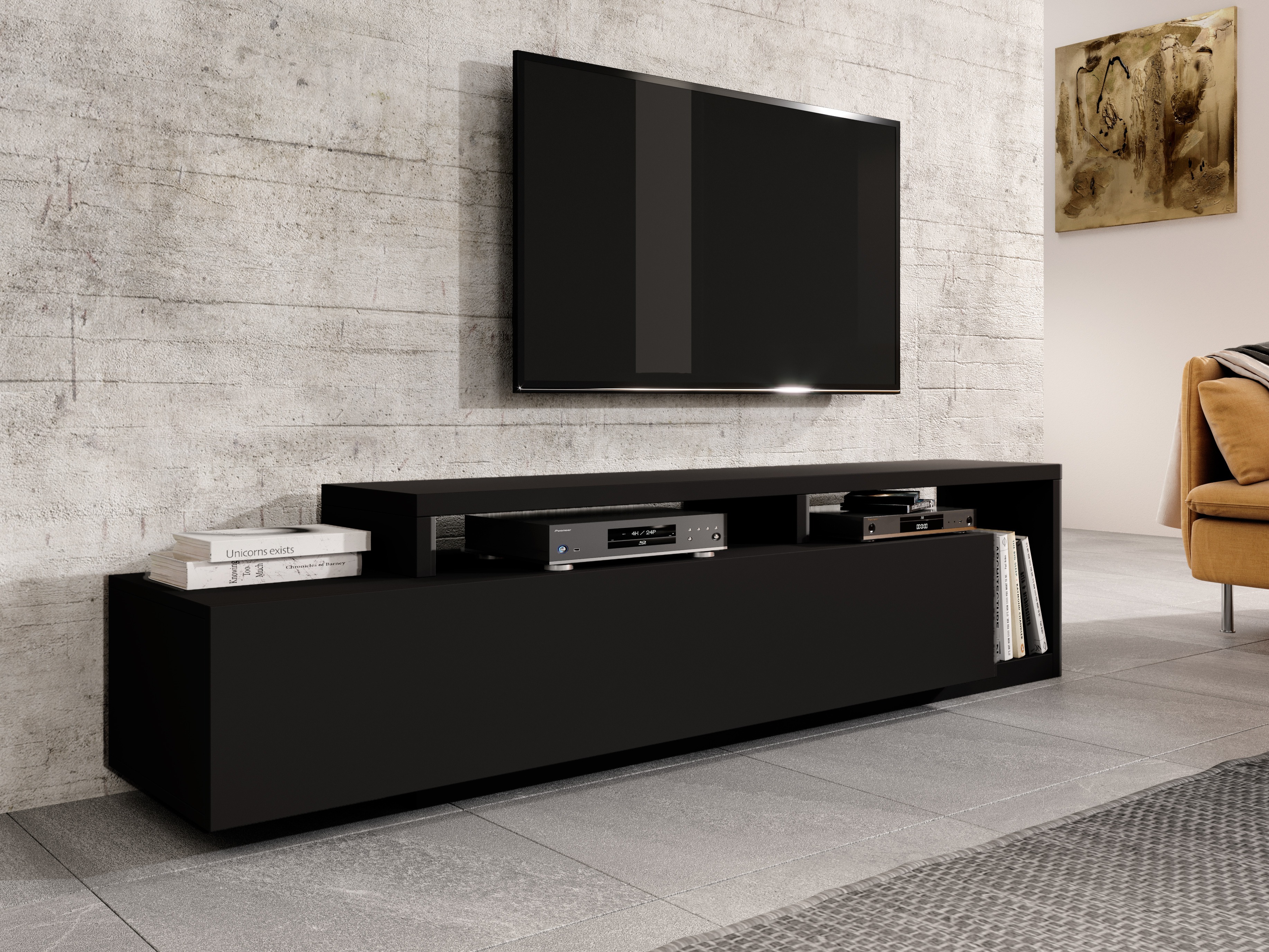 TV-Möbel Lutiva 103 (Mattschwarz)